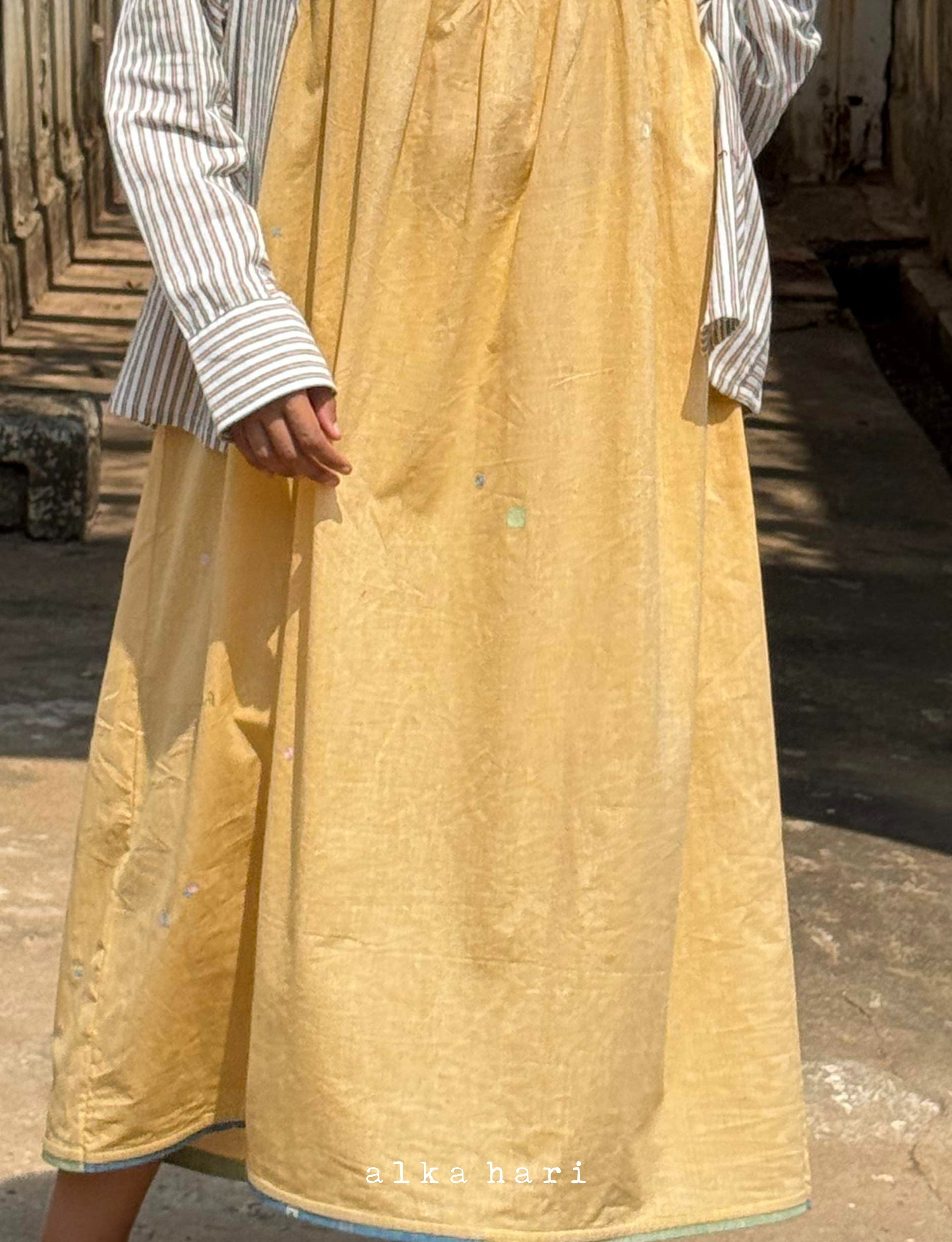 Pastel Yellow Embroidered Gathered Dress