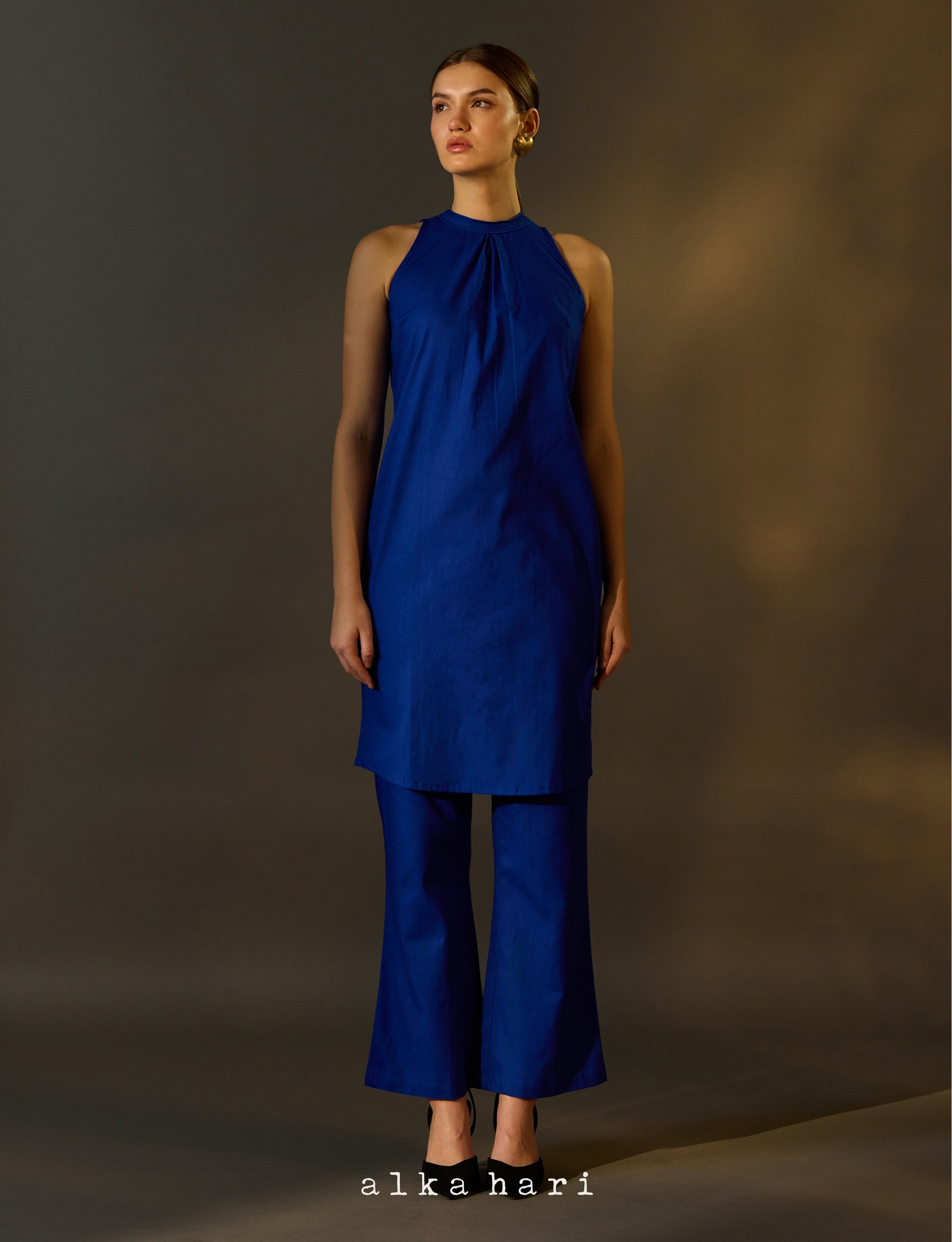 Blue Halter Neck Top