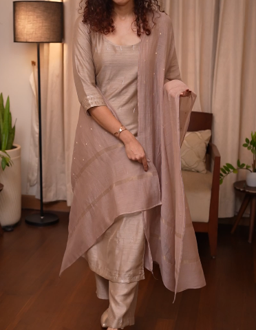 Rose Gold Chanderi Silk Dupatta