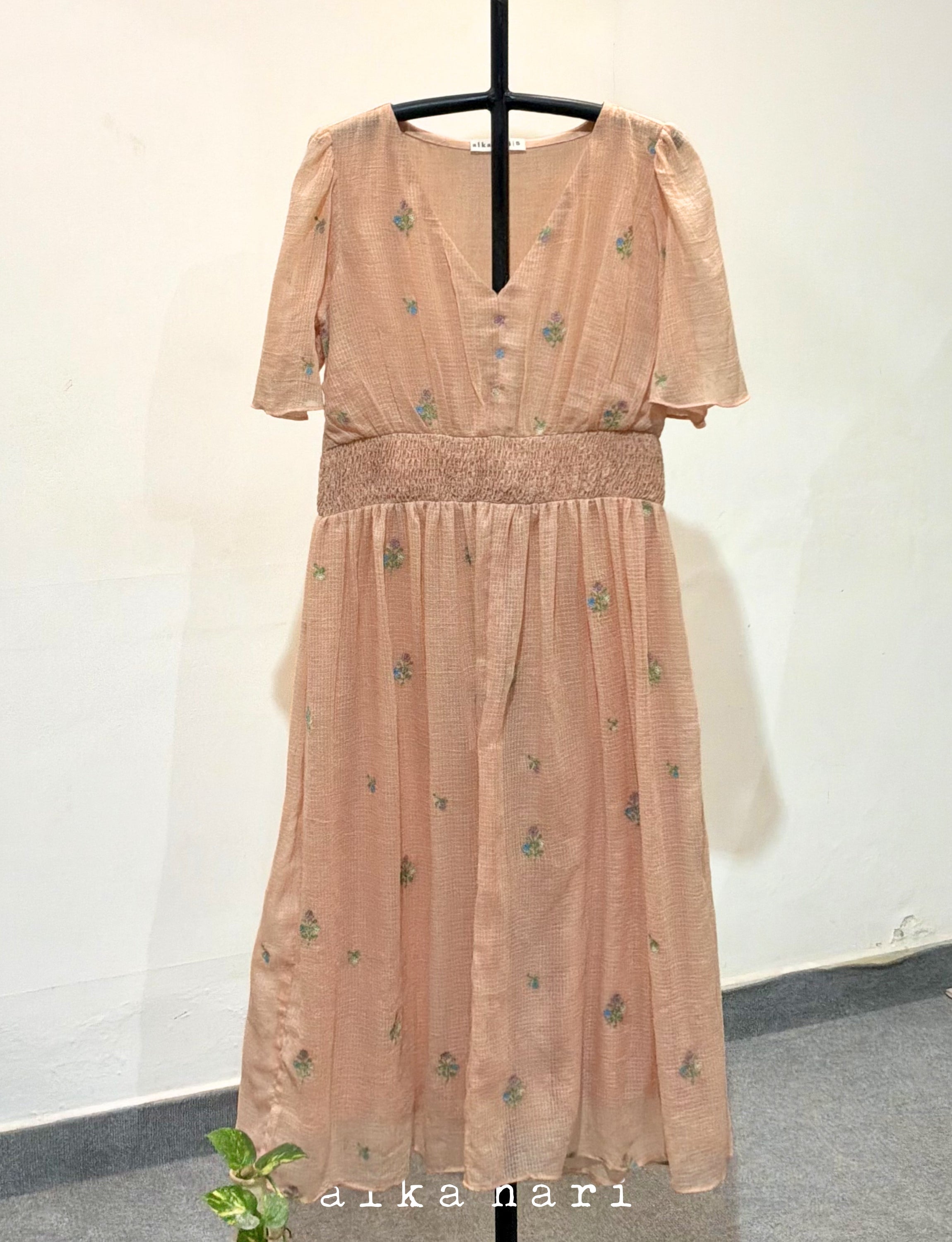 Peach Floral Kota Dress