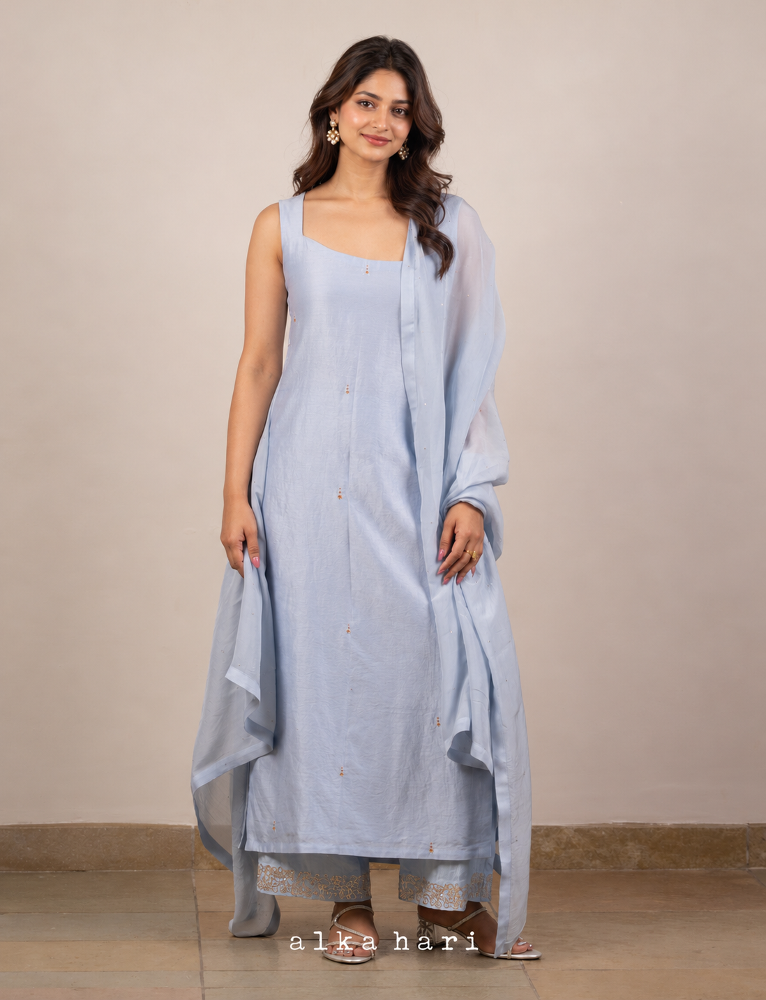 Blue Mukaish Embroidered Chanderi Silk Kurta