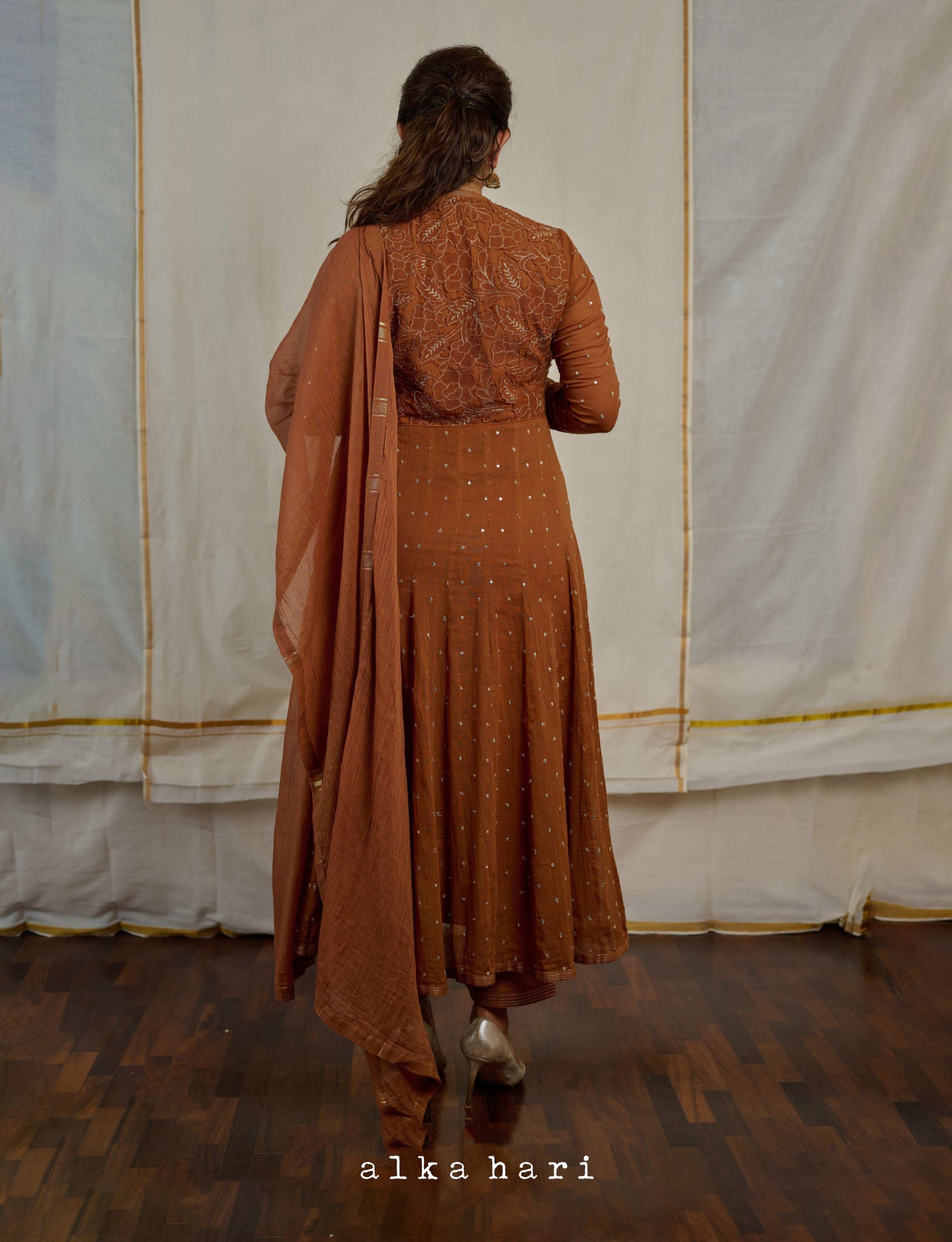 Brown Yoke Anarkali