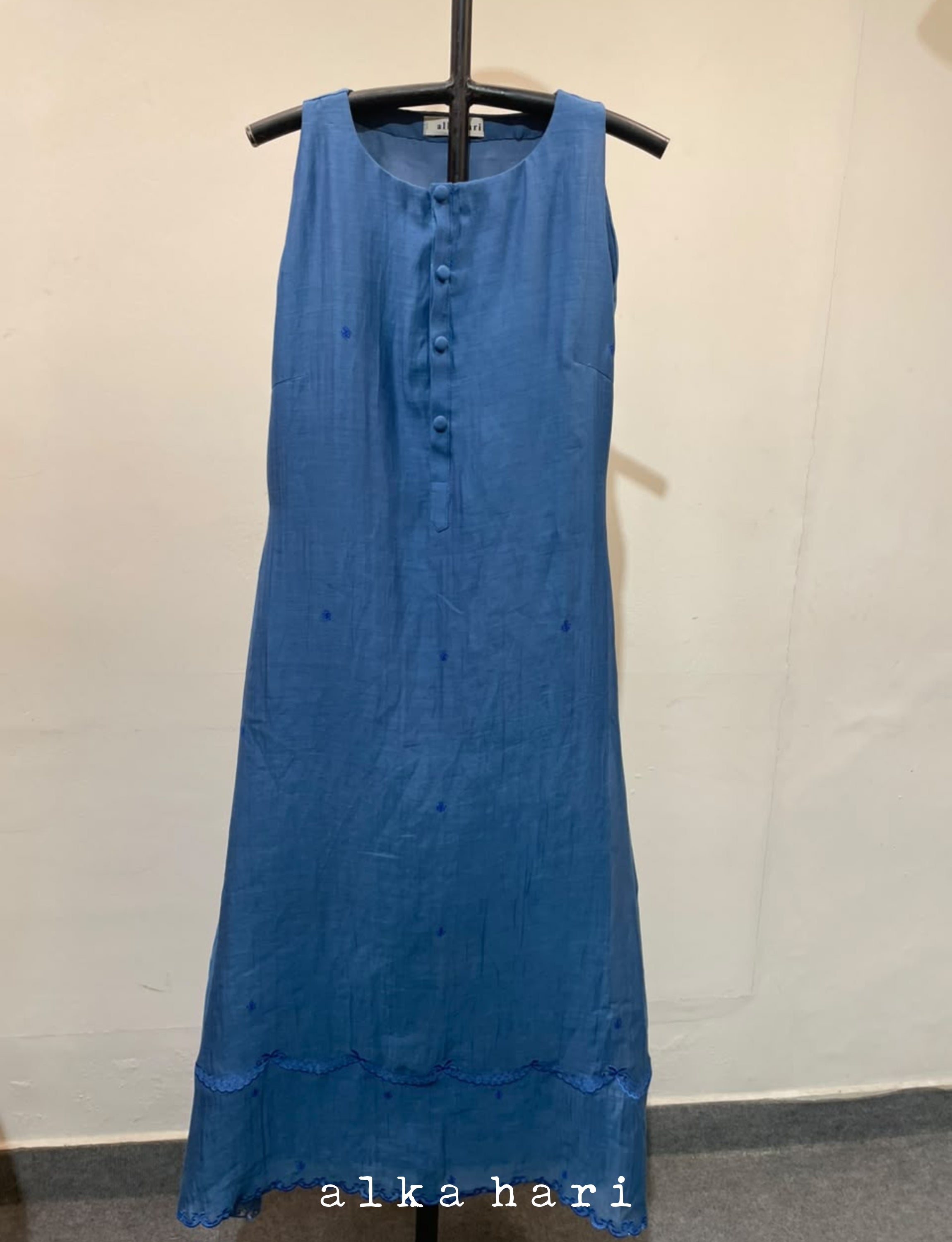 Blue Chanderi Silk Dress