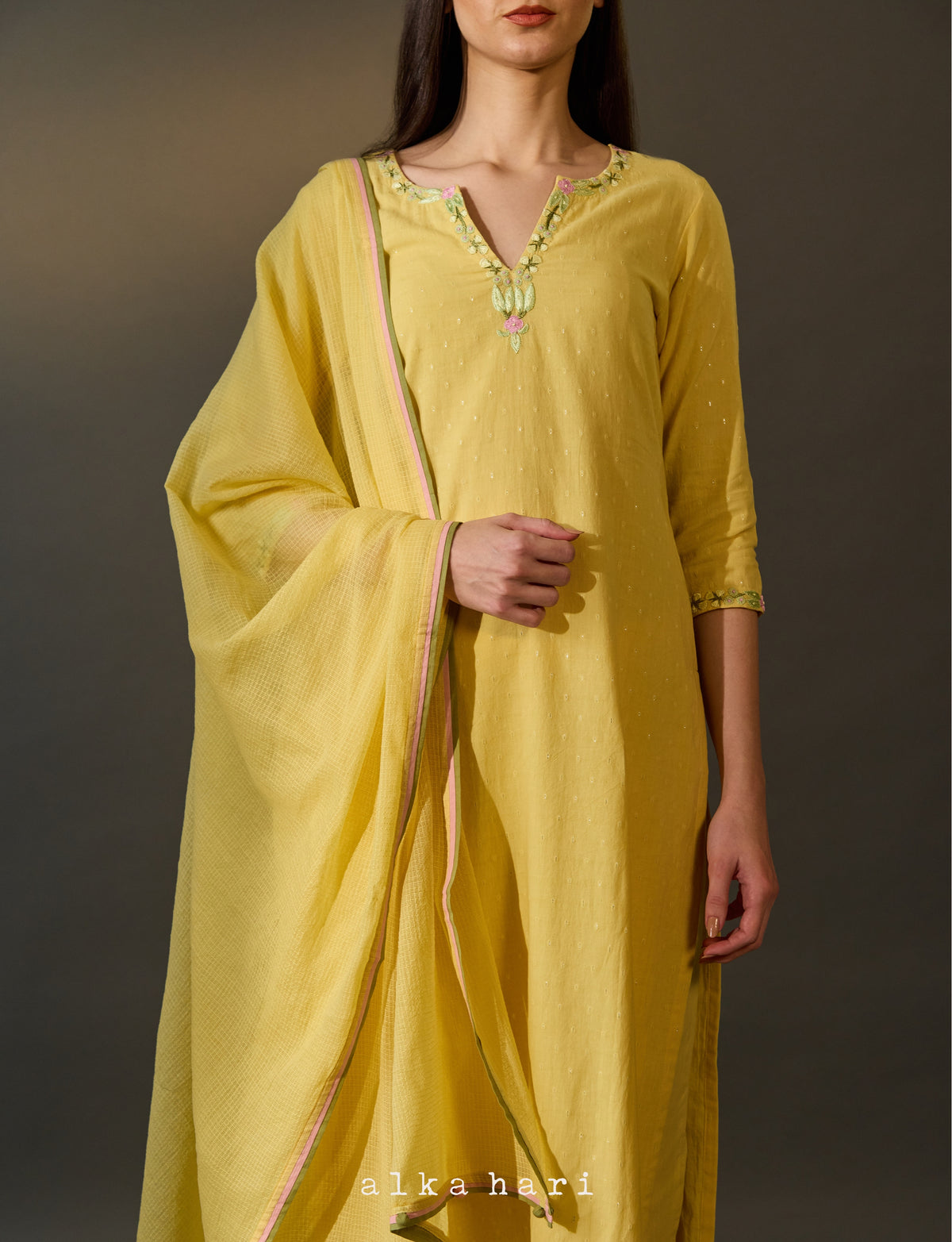 Pastel Yellow Kota Dupatta