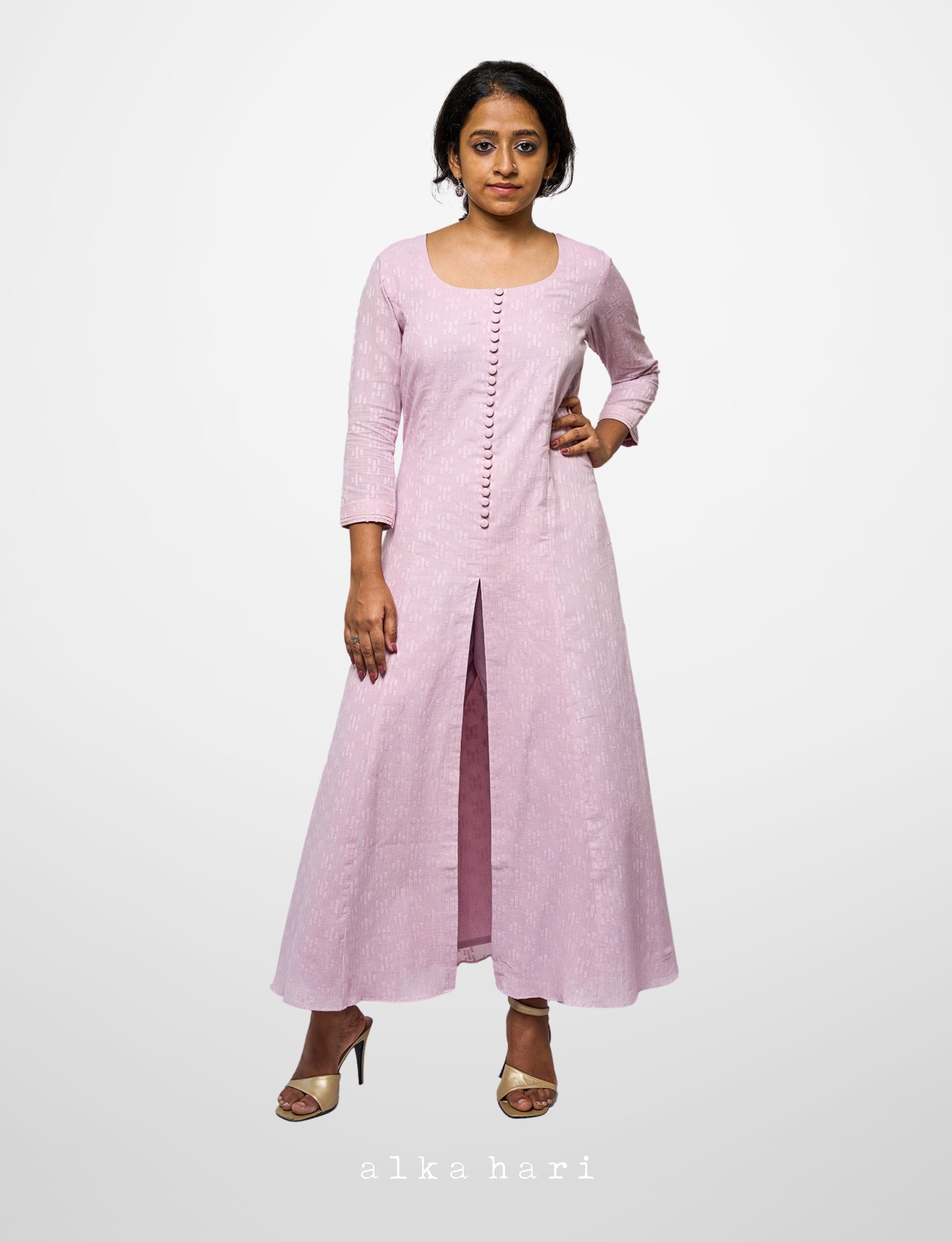 Mauve Button down anarkali with pants