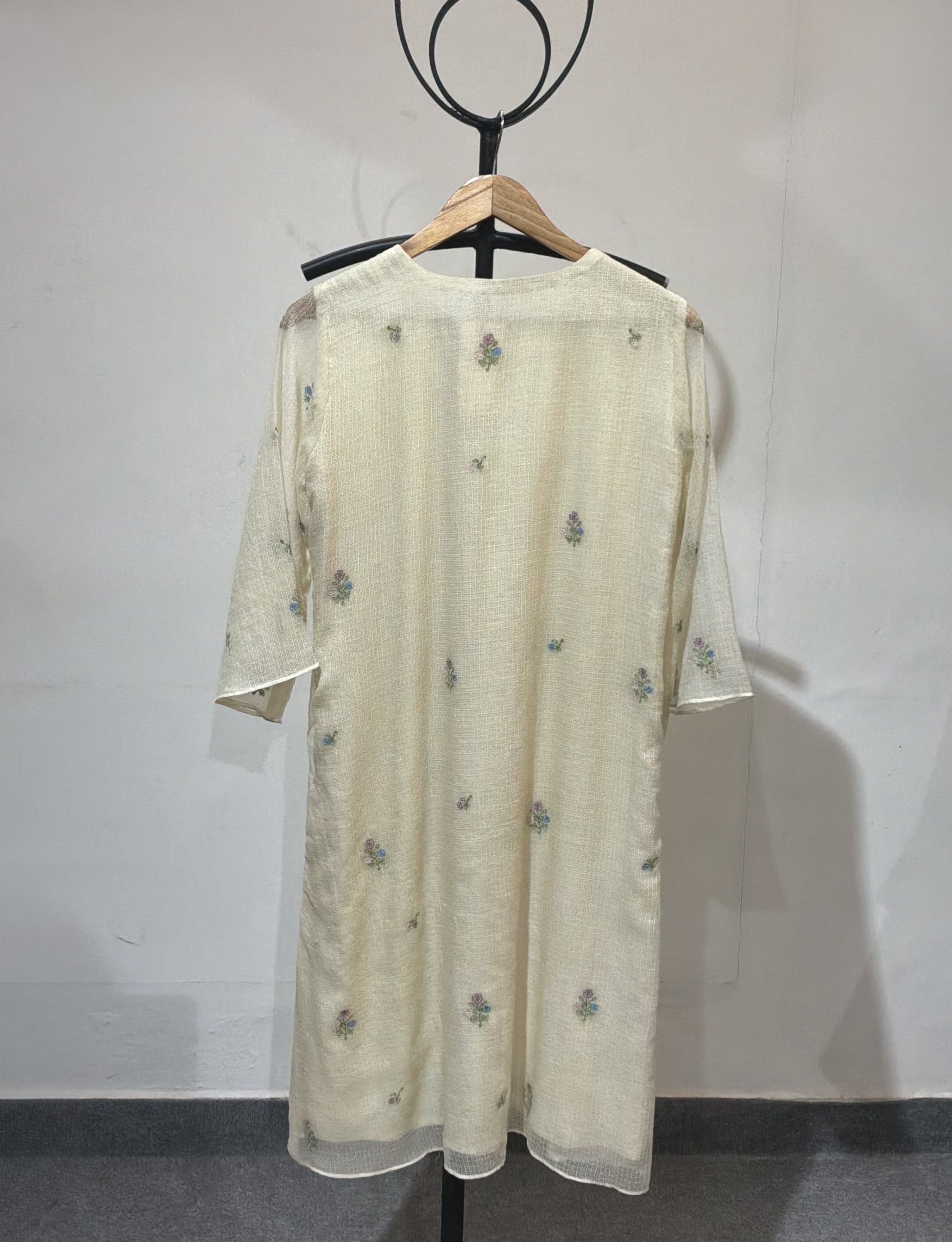Off-White Floral Embroidered Kota dress