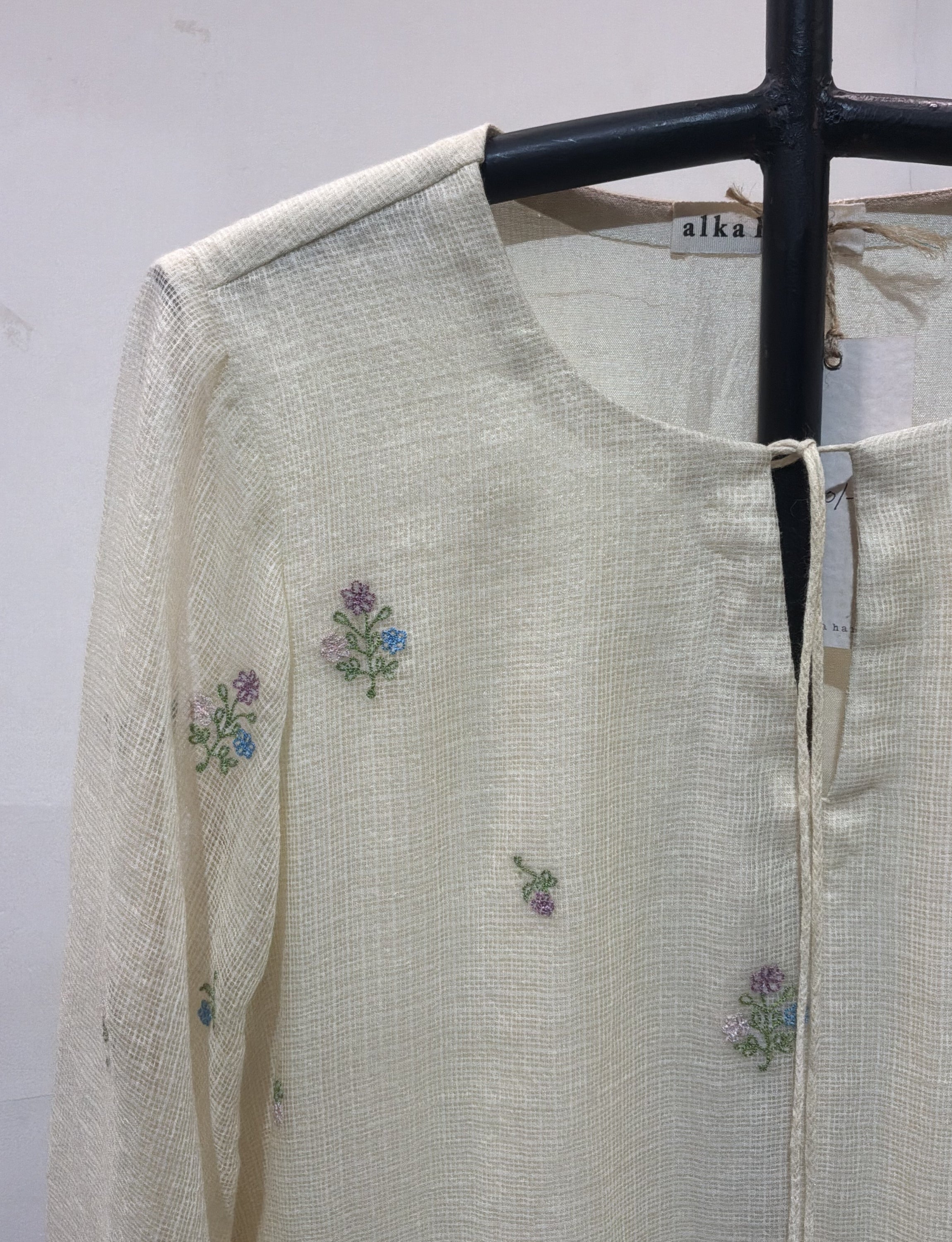 Off-White Floral Embroidered Kota dress