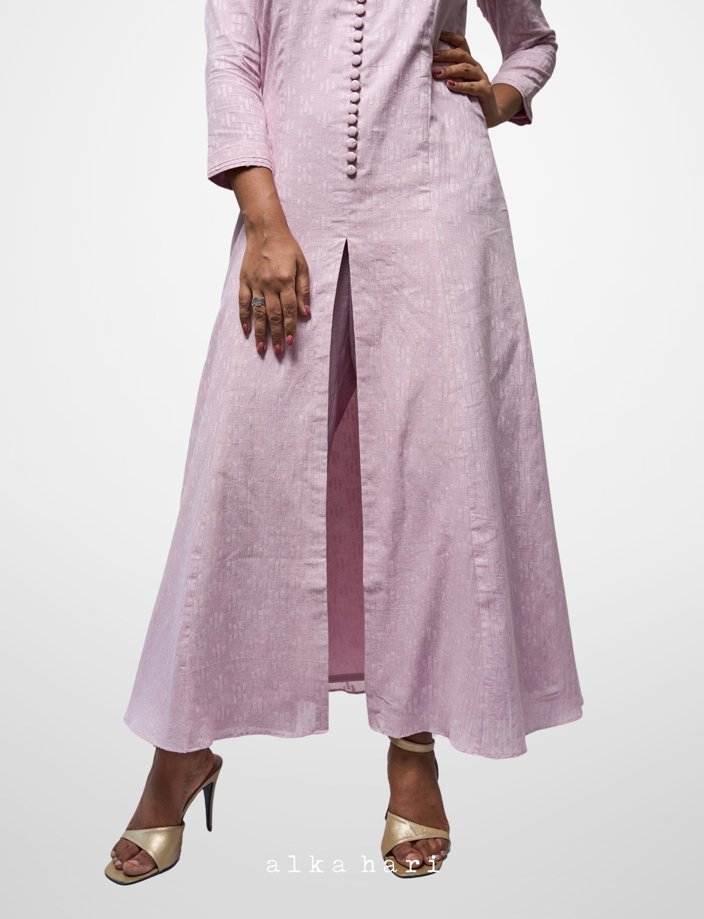 Mauve Button down anarkali with pants