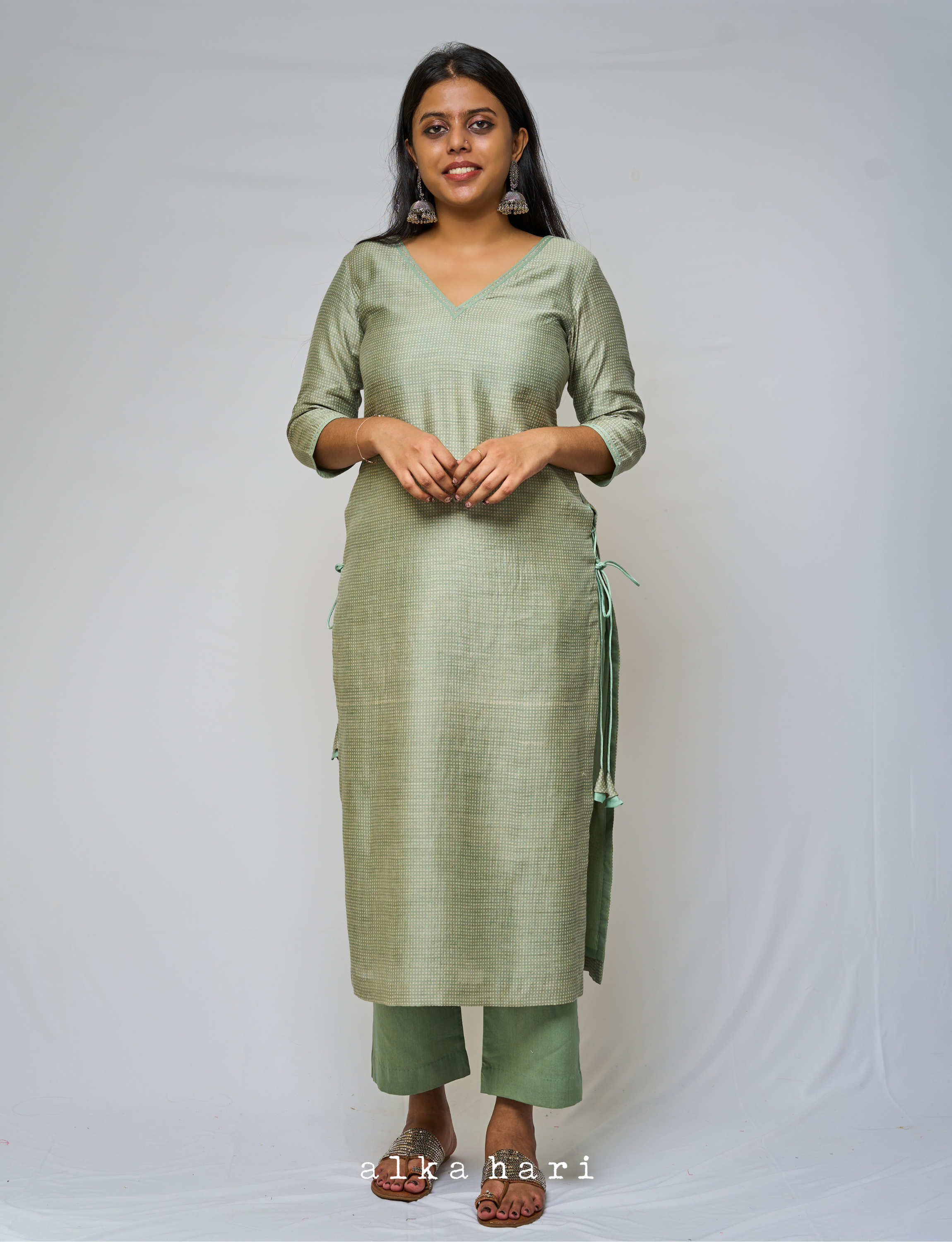 Green Chanderi Silk Kurta