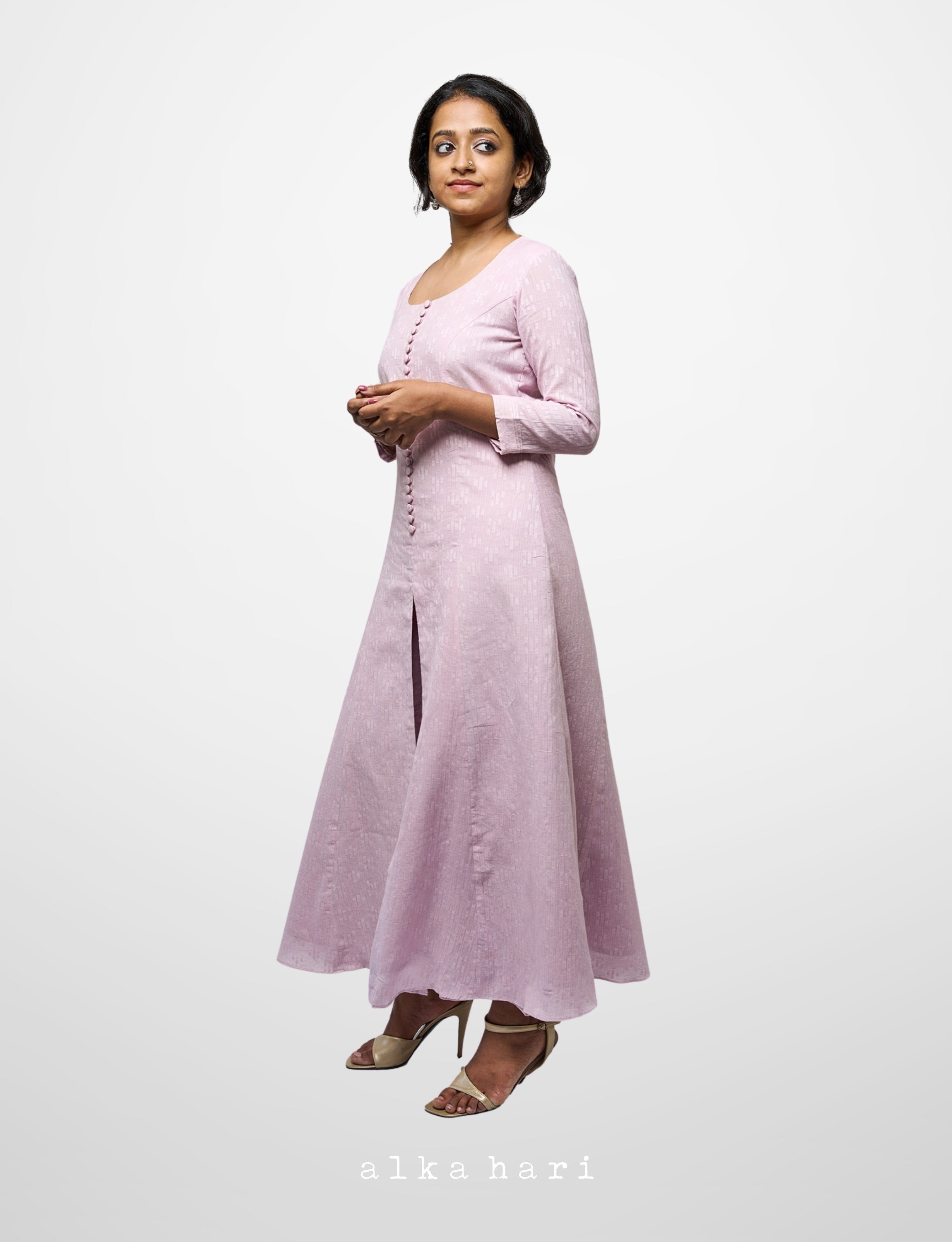 Mauve Button down anarkali with pants