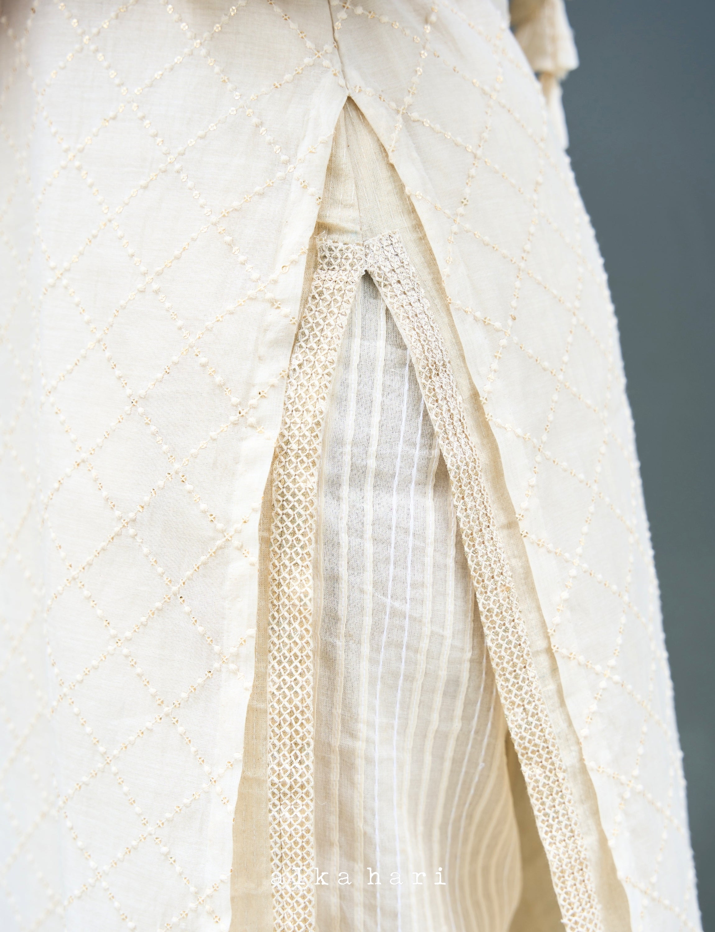 Off White Chanderi Silk Kurta