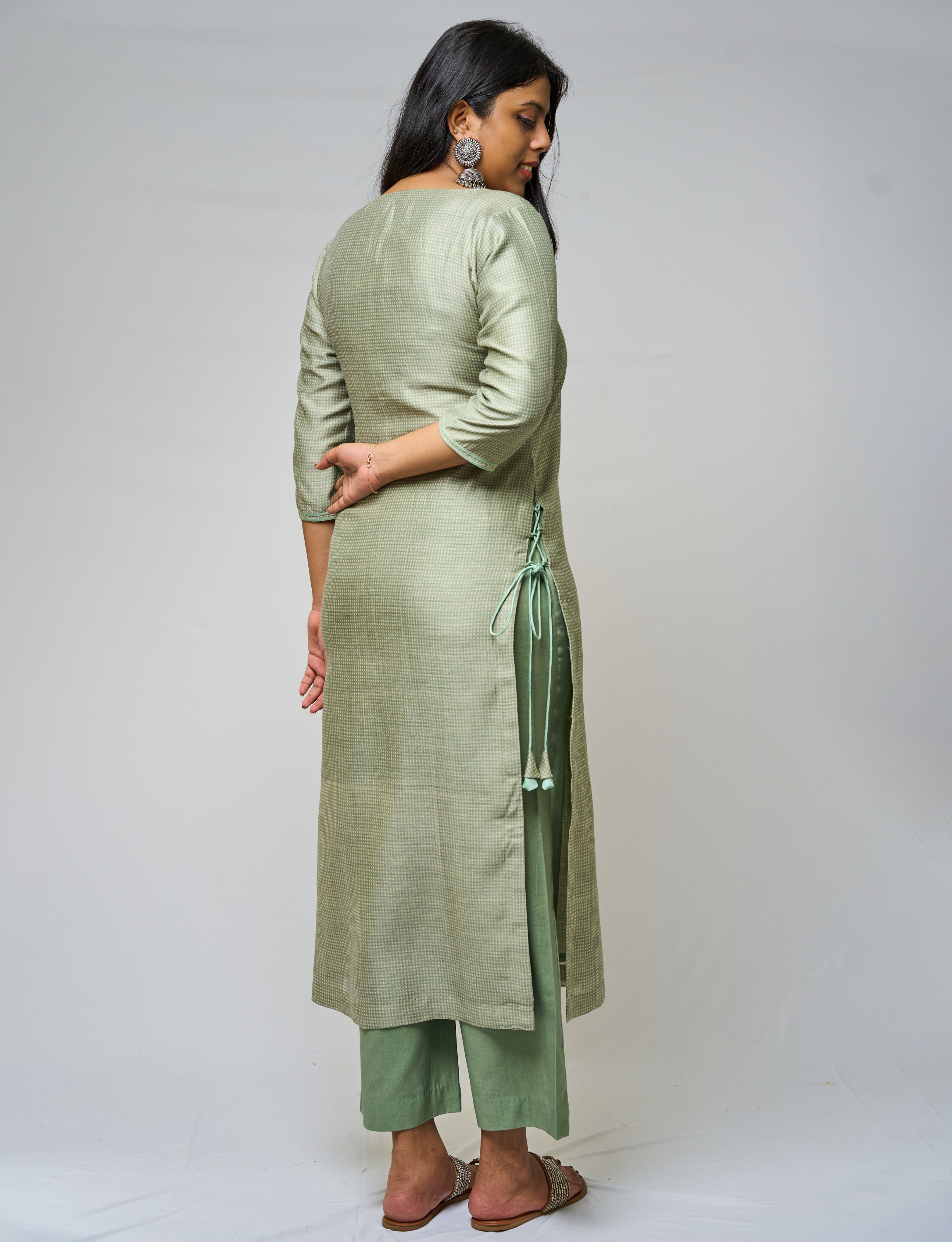 Green Chanderi Silk Kurta