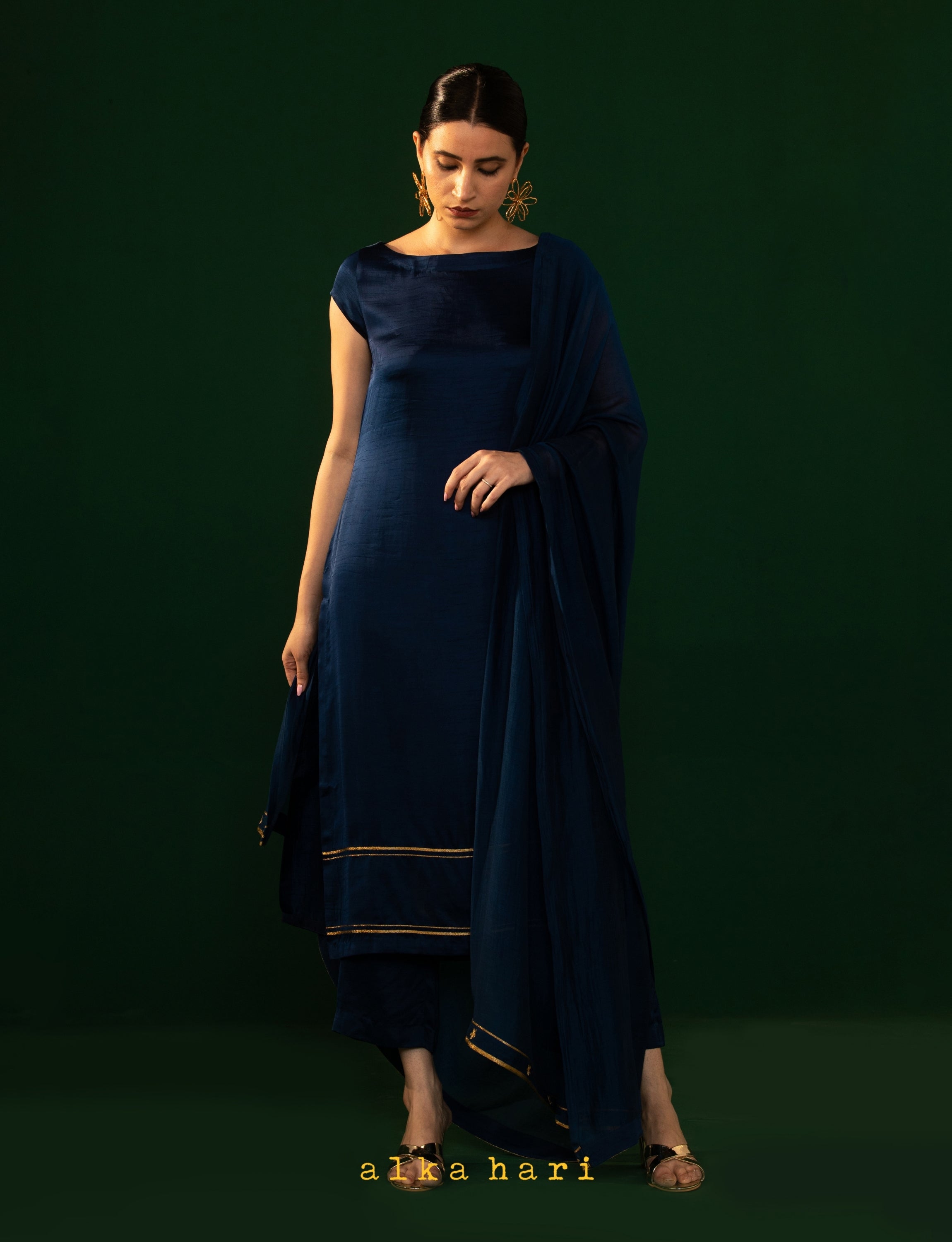 Royal Blue Silk Kurta