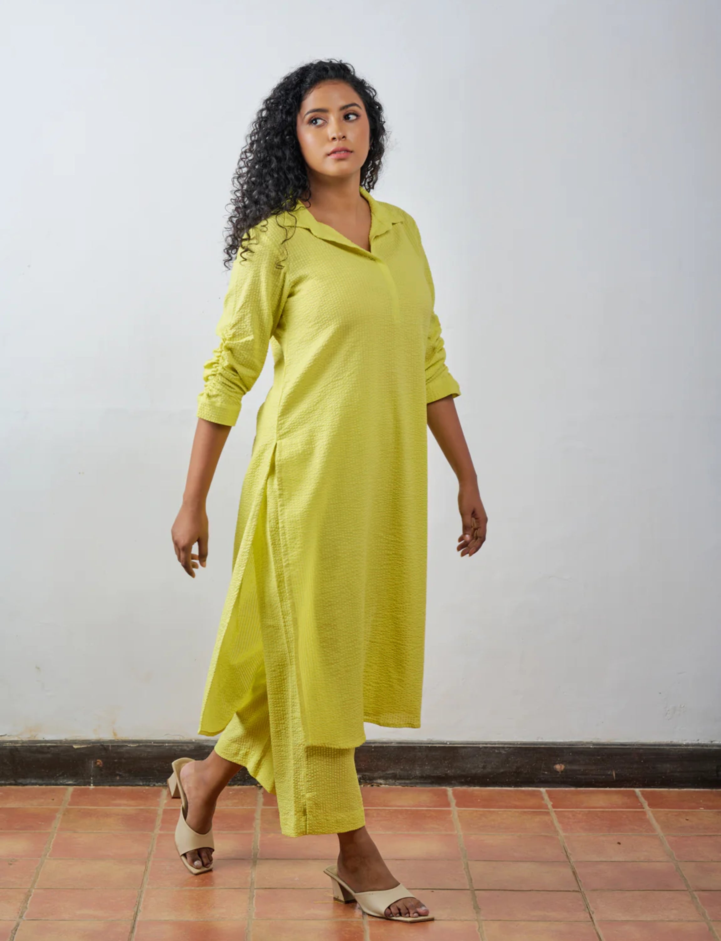 Lime Collared Kurta