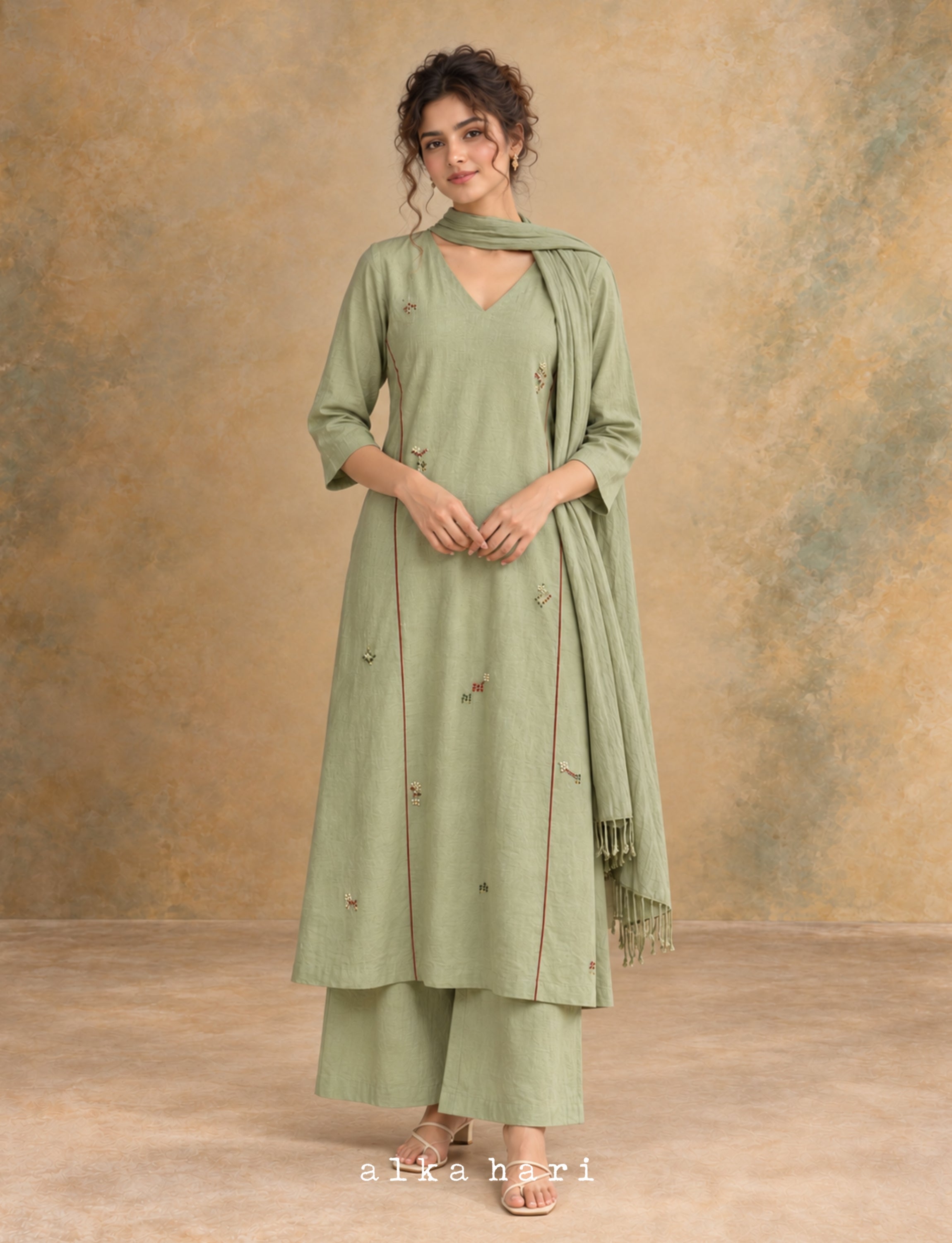 Sage Green Linen Kurta