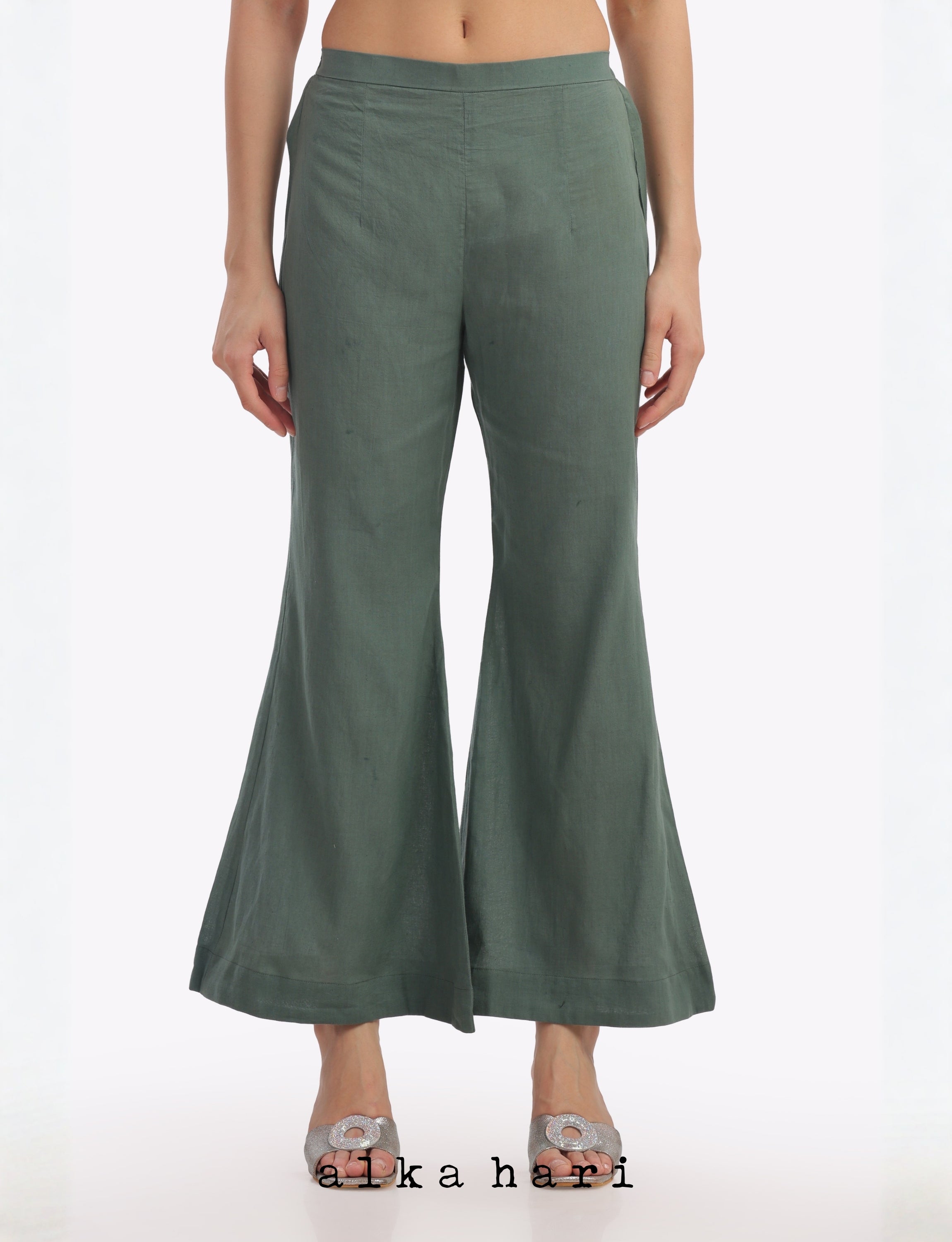 Grey Cotton Palazzo Pants