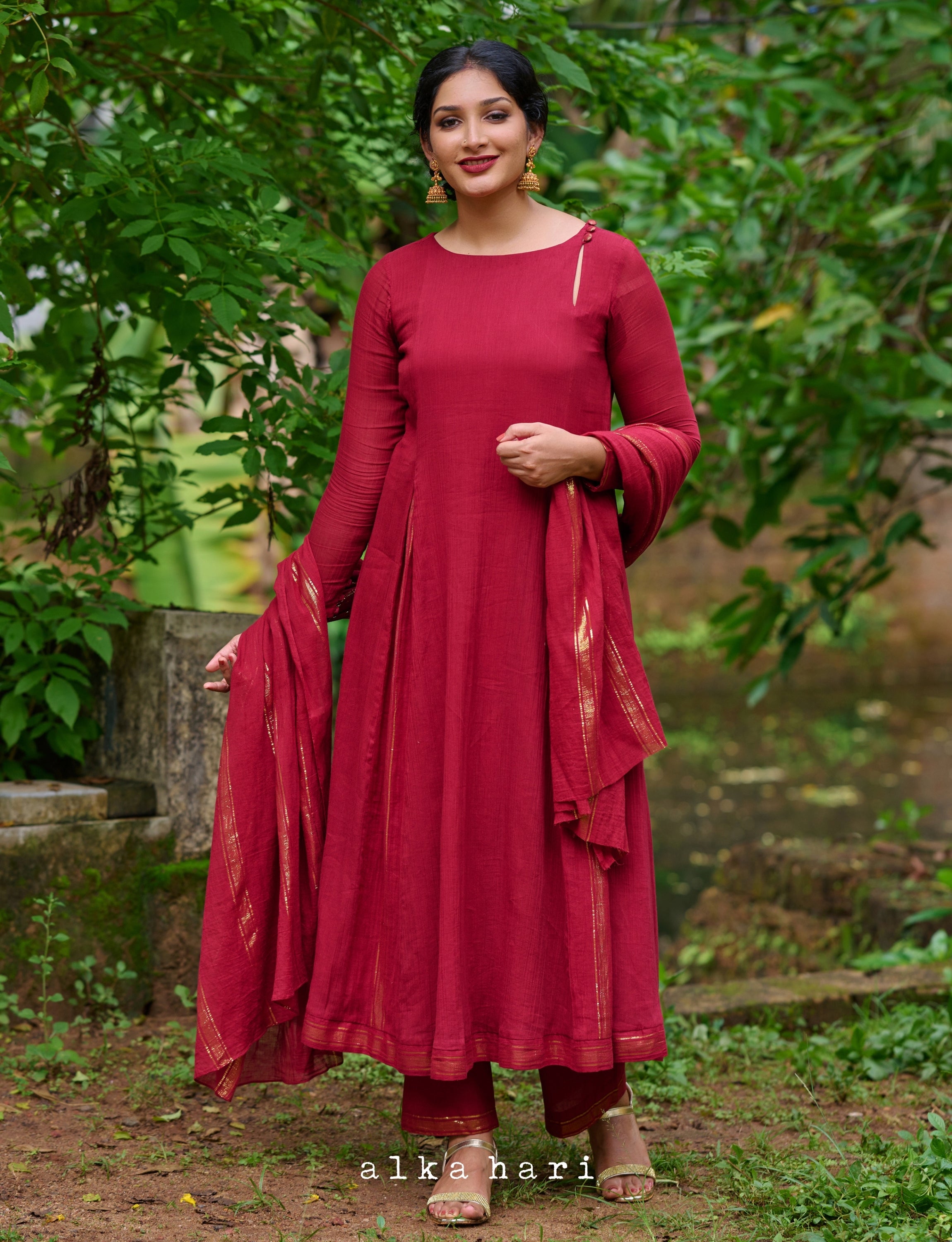 Maroon Anarkali