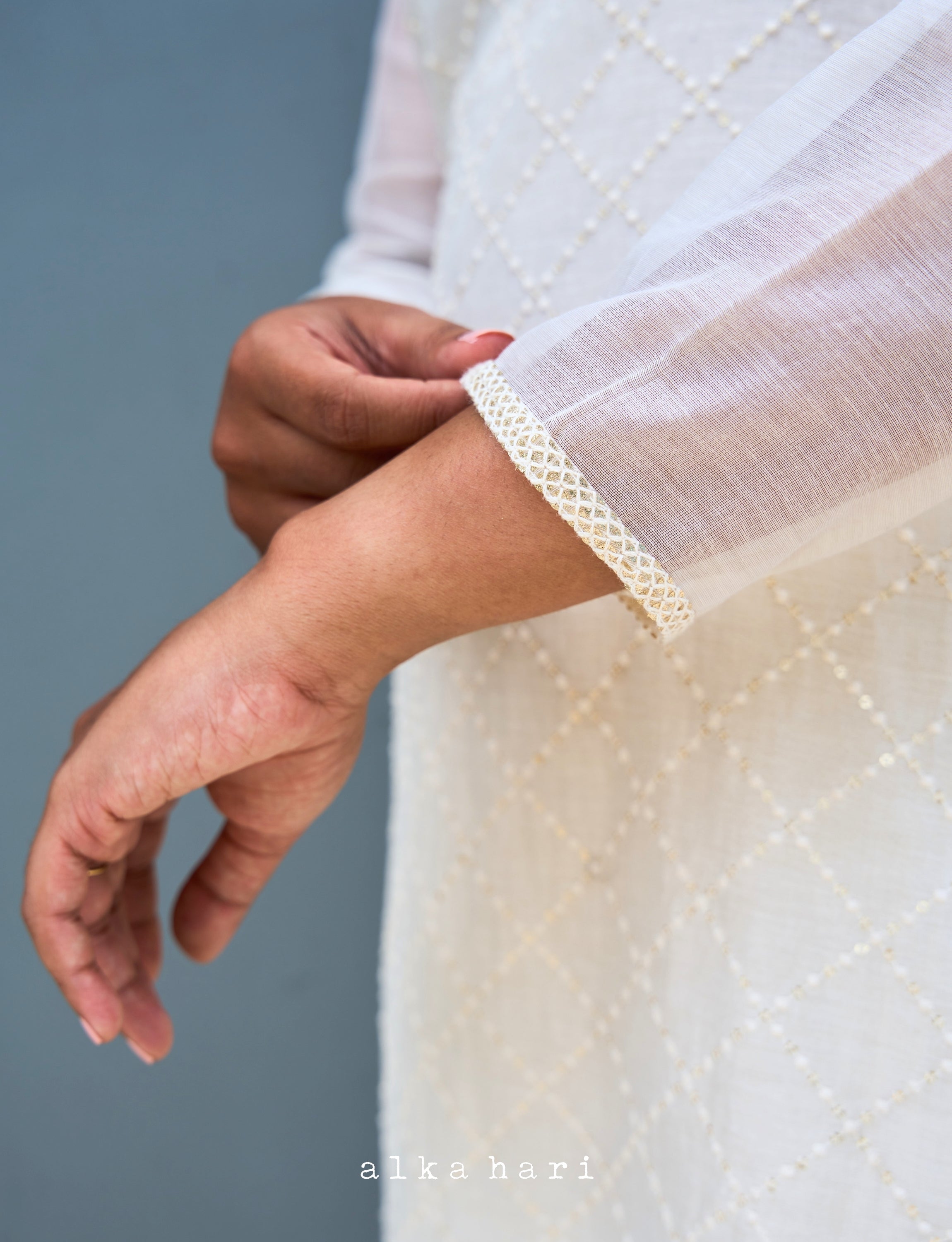 Off White Chanderi Silk Kurta