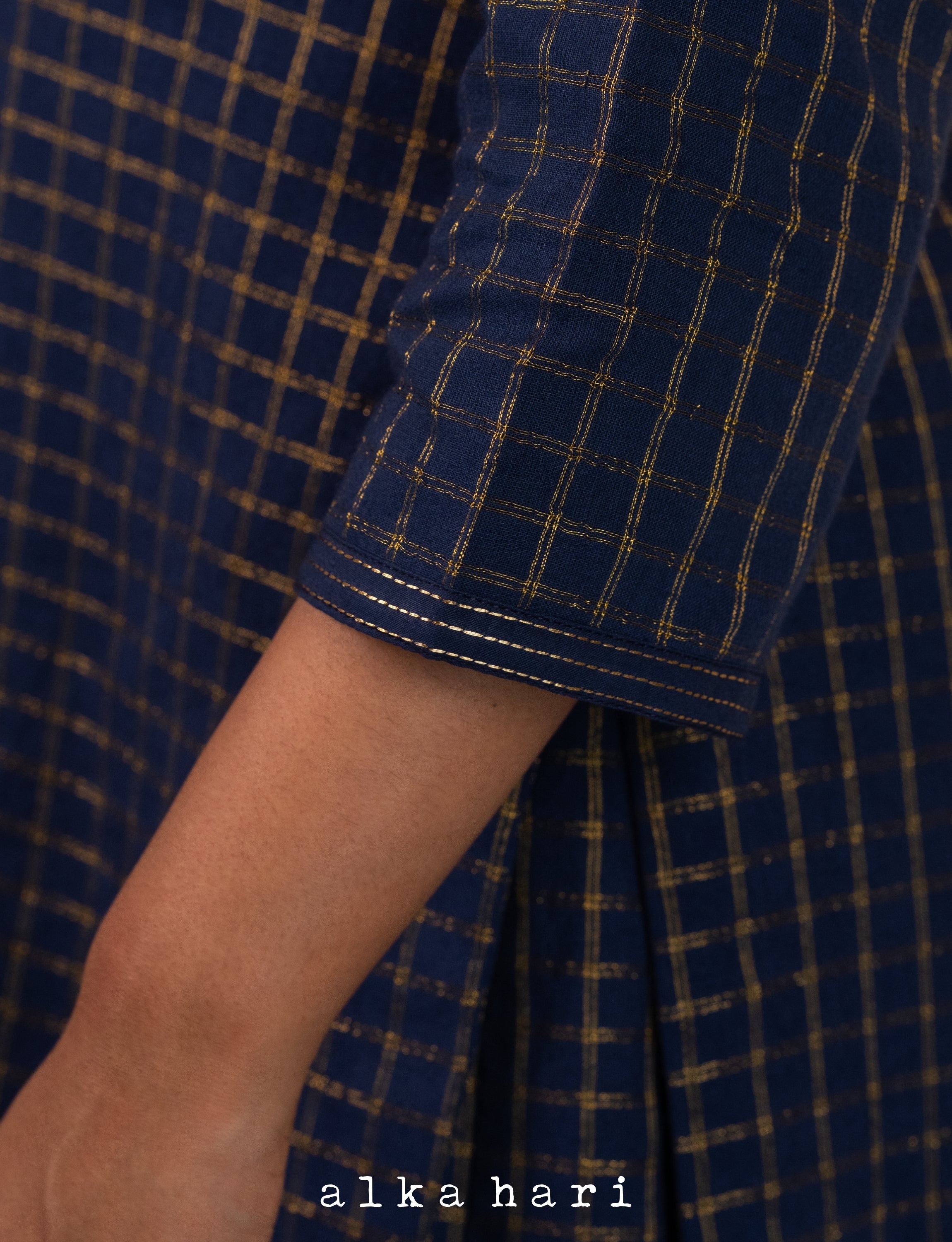 Blue Double Checkered Kurta