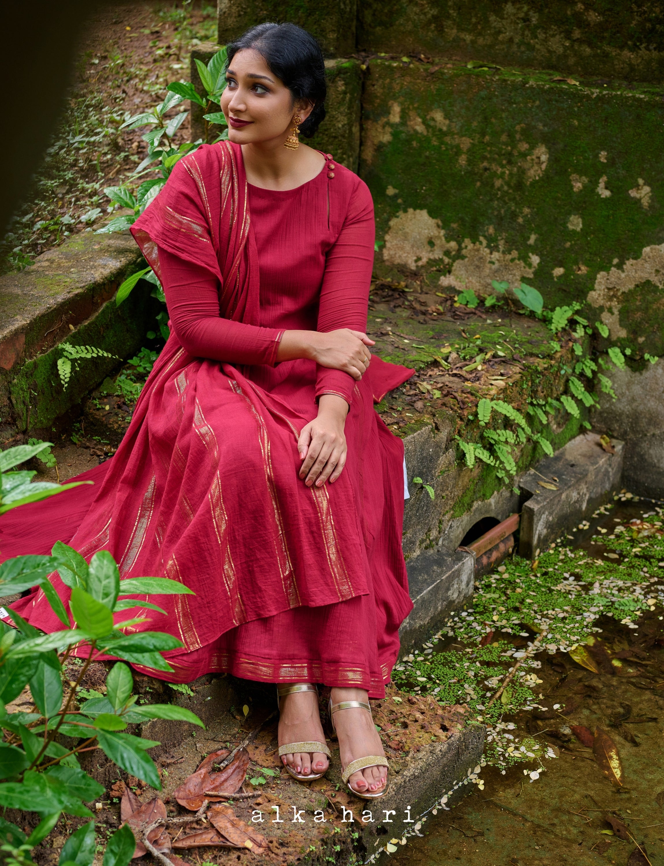 Maroon Anarkali
