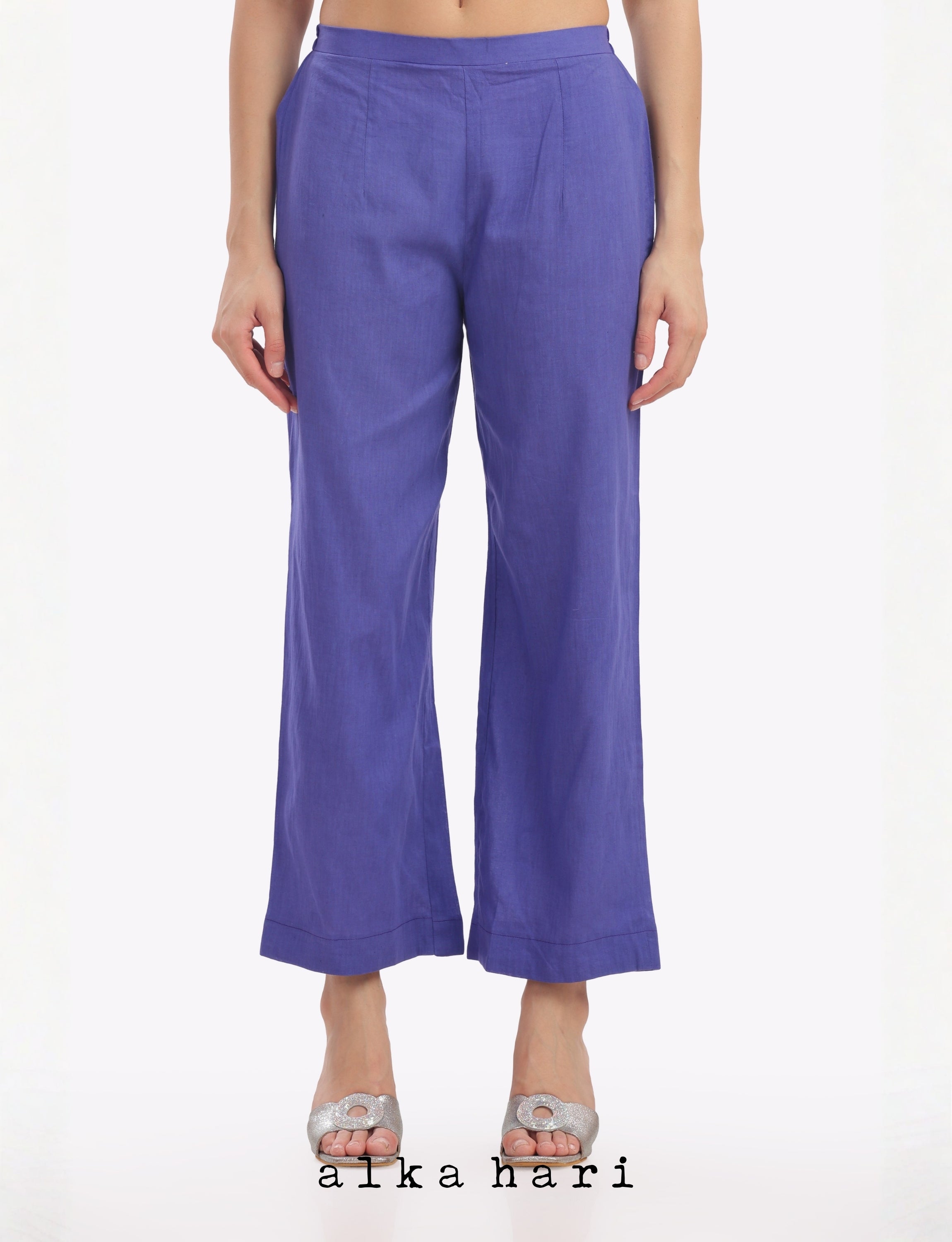 Purple Cotton Palazzo Pants