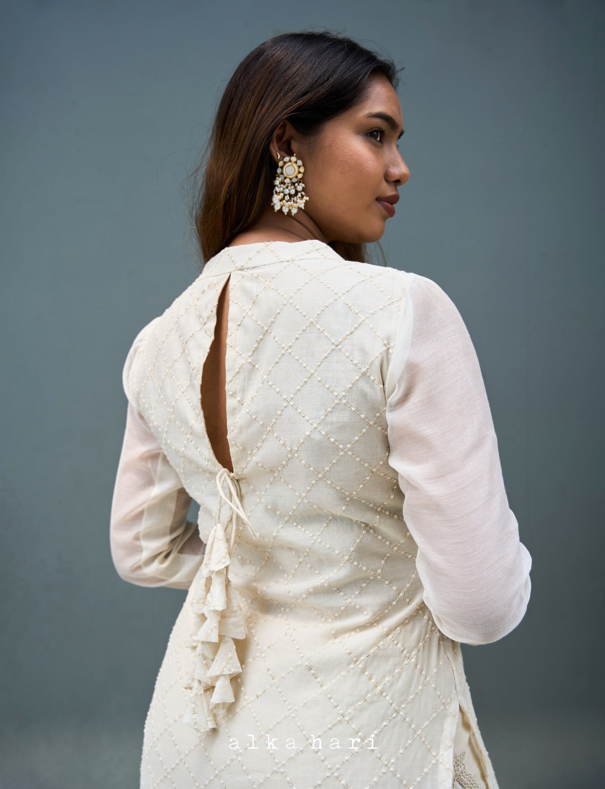 Off White Chanderi Silk Kurta