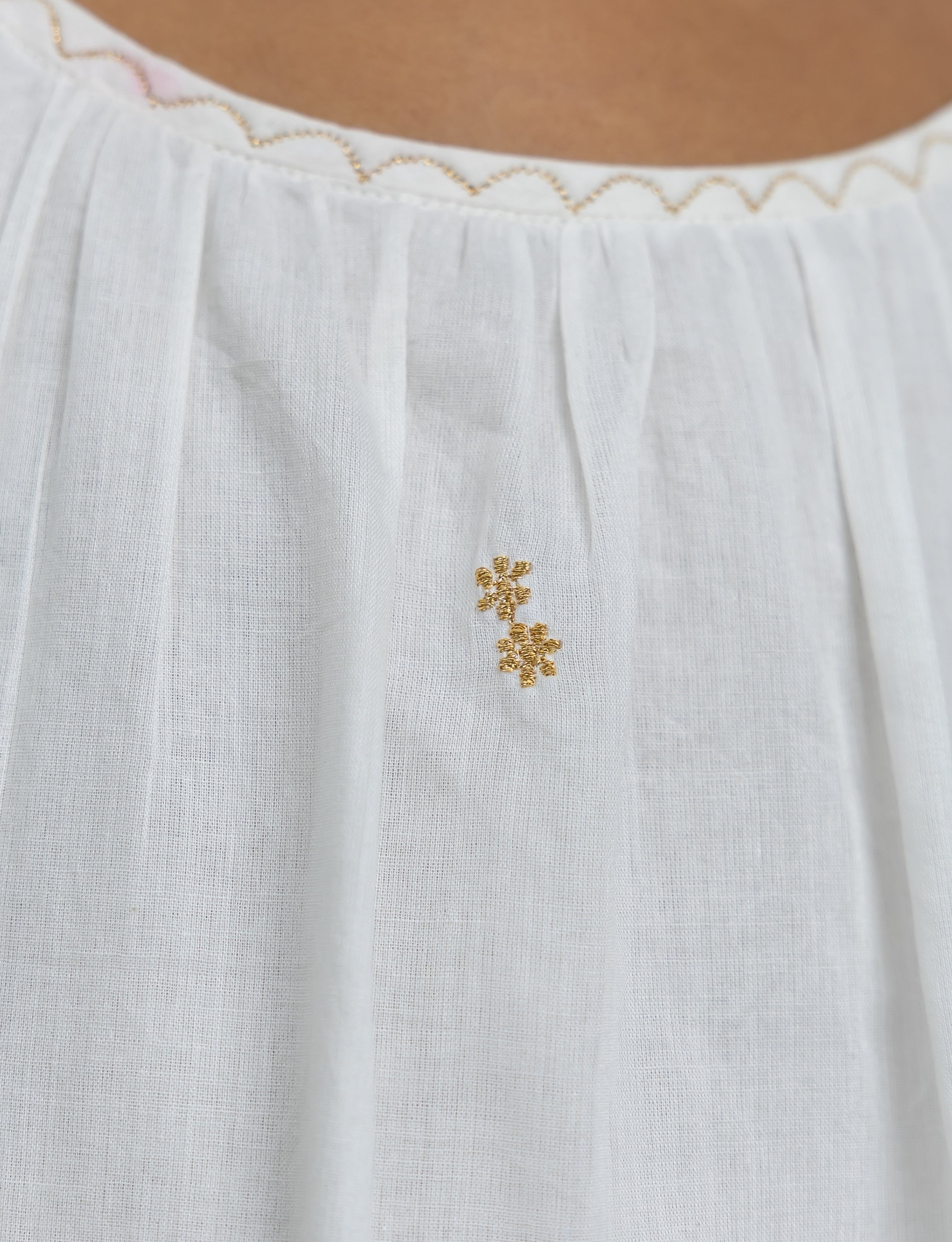 Shoulder-Tie Flared frock with Ruffled Hem