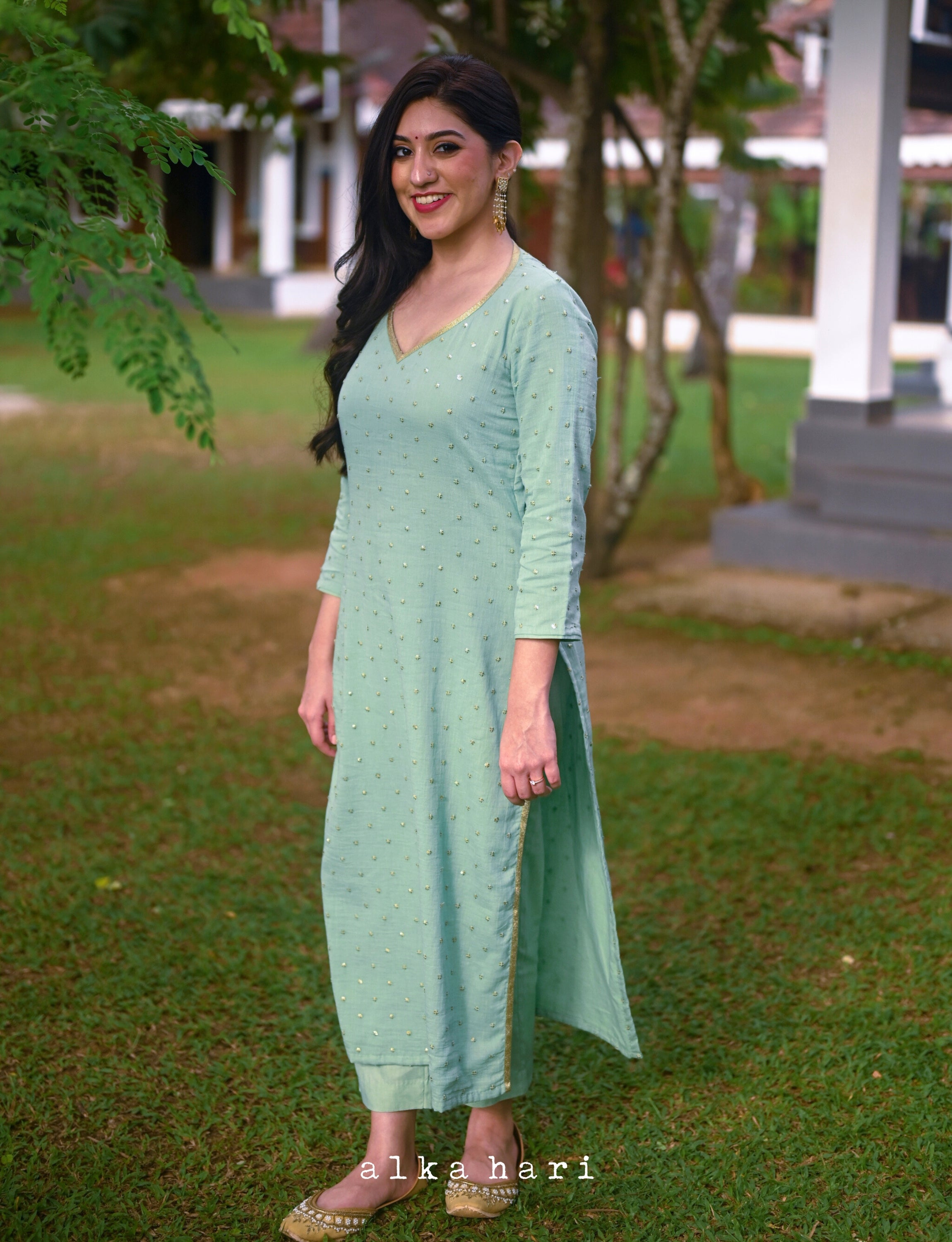 Pastel Green Embroidered Kurta