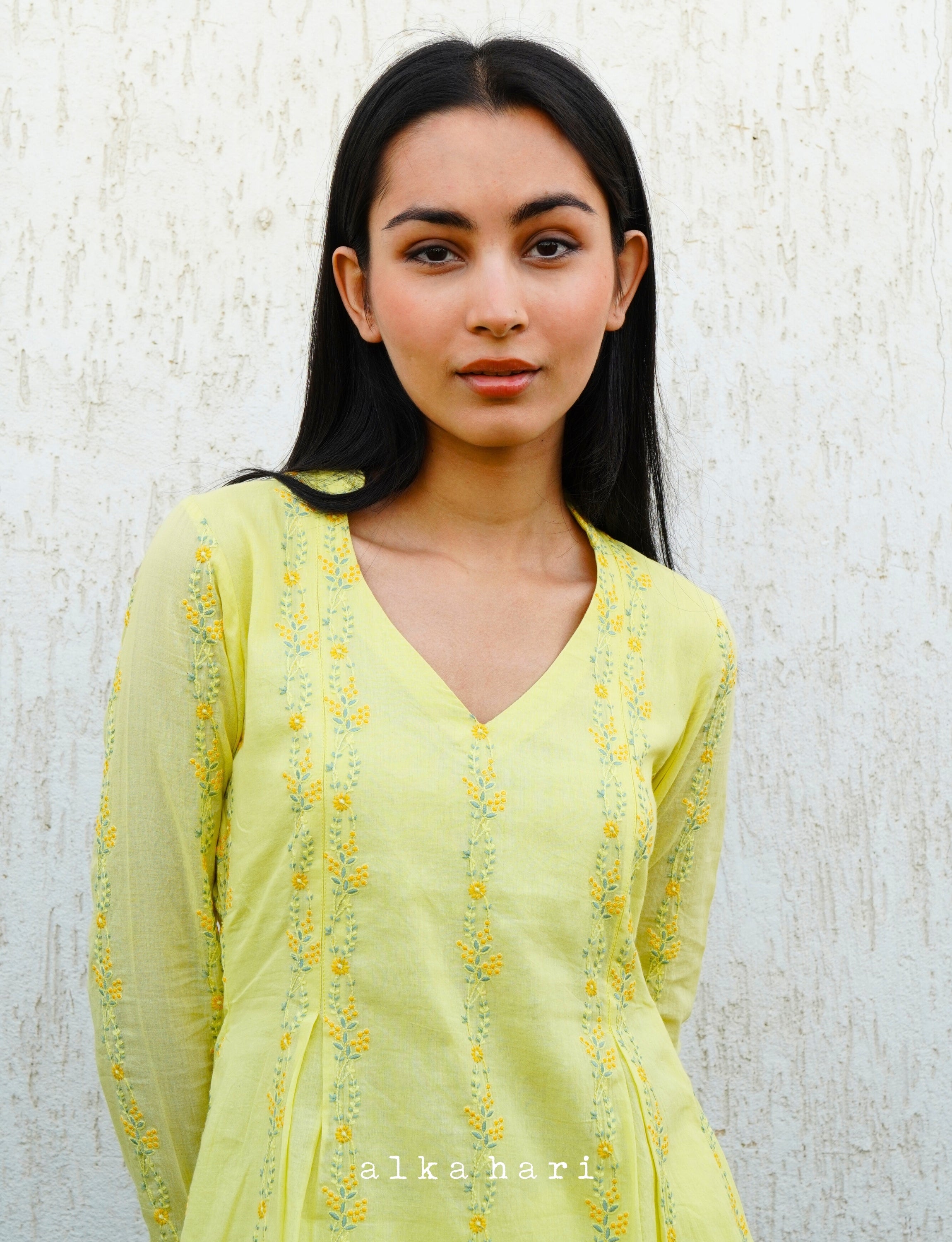 Pastel Yellow Embroidered Anarkali