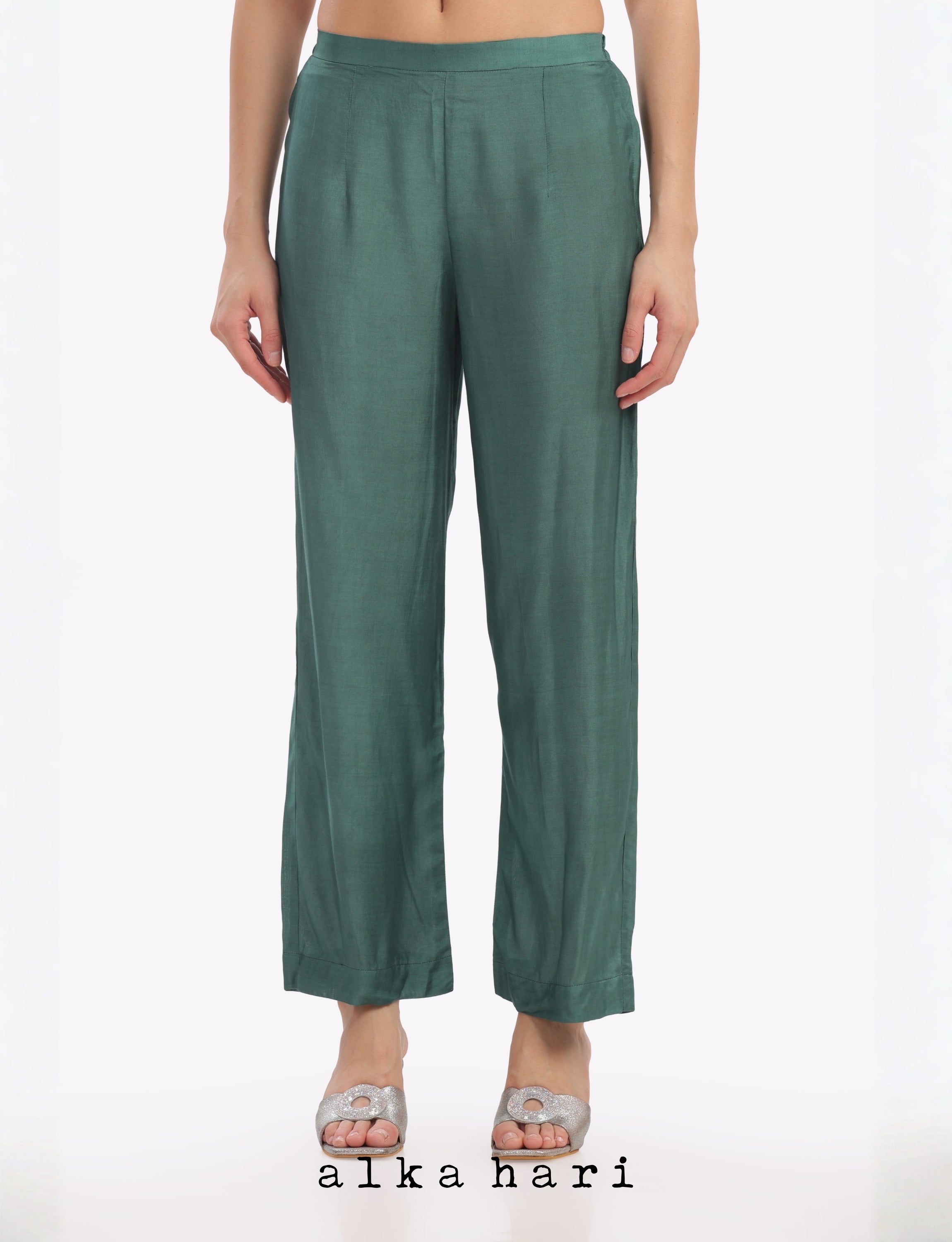 Teal Cotton Palazzo Pants