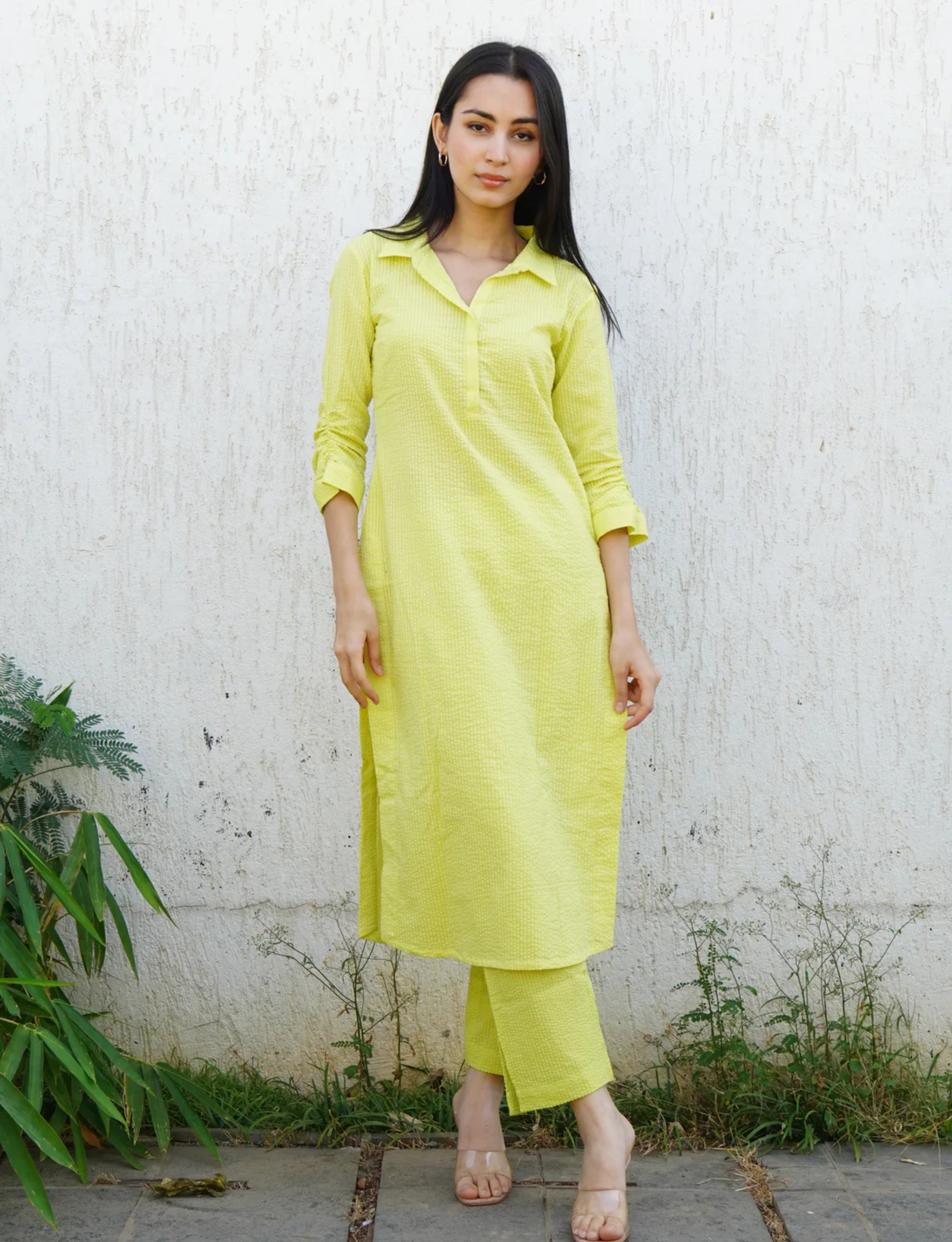 Lime Collared Kurta