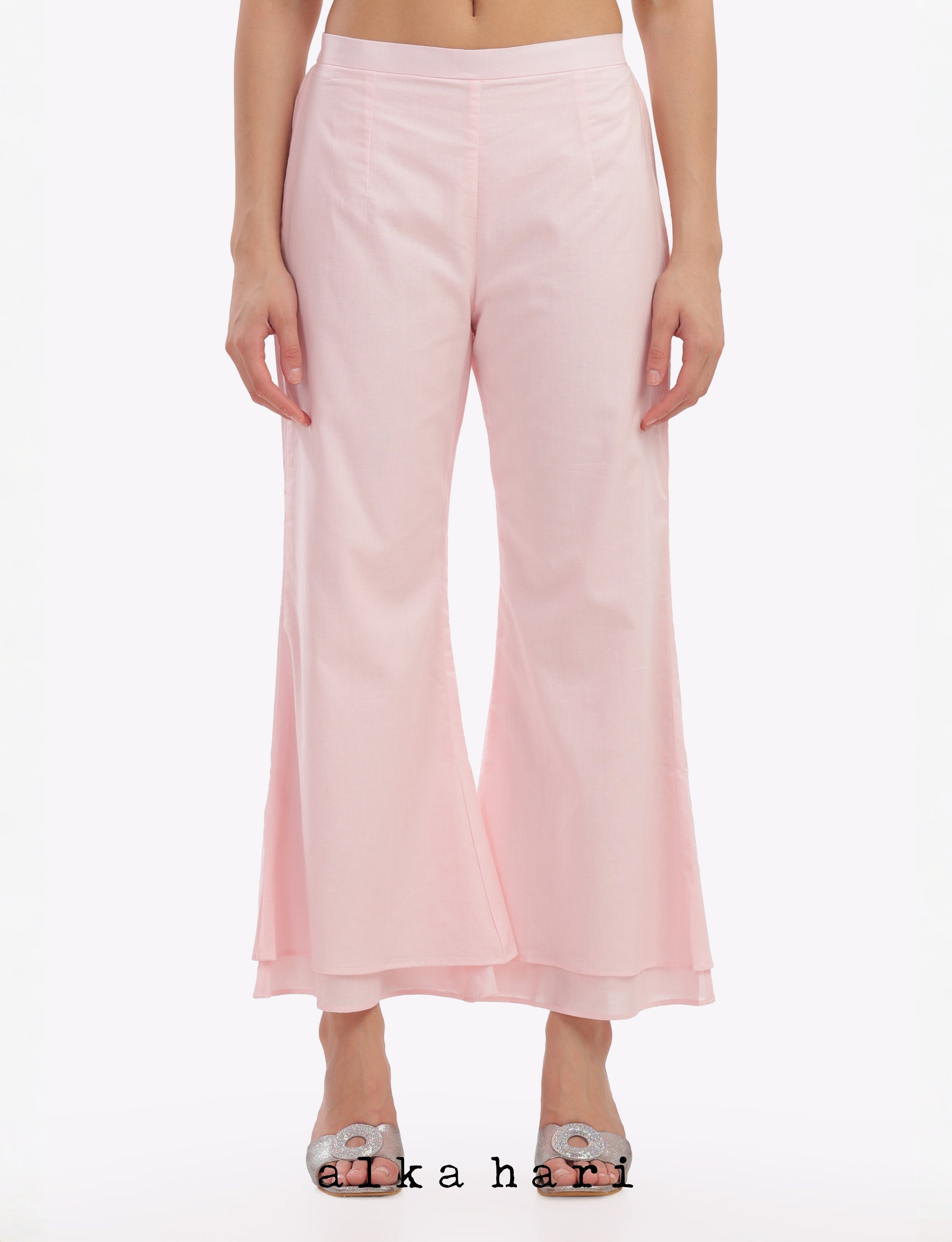 Baby Pink Layered Palazzo Pants
