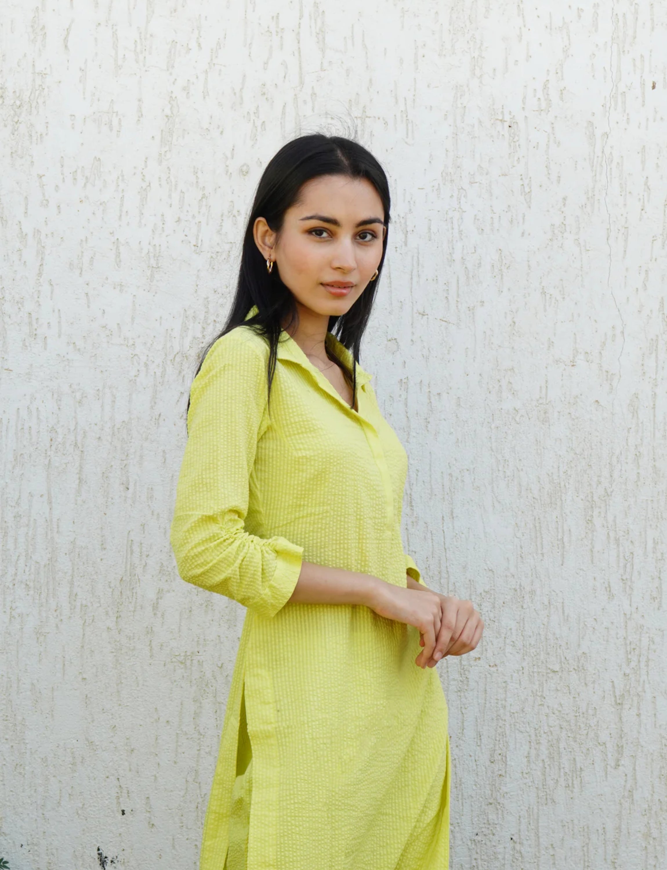 Lime Collared Kurta