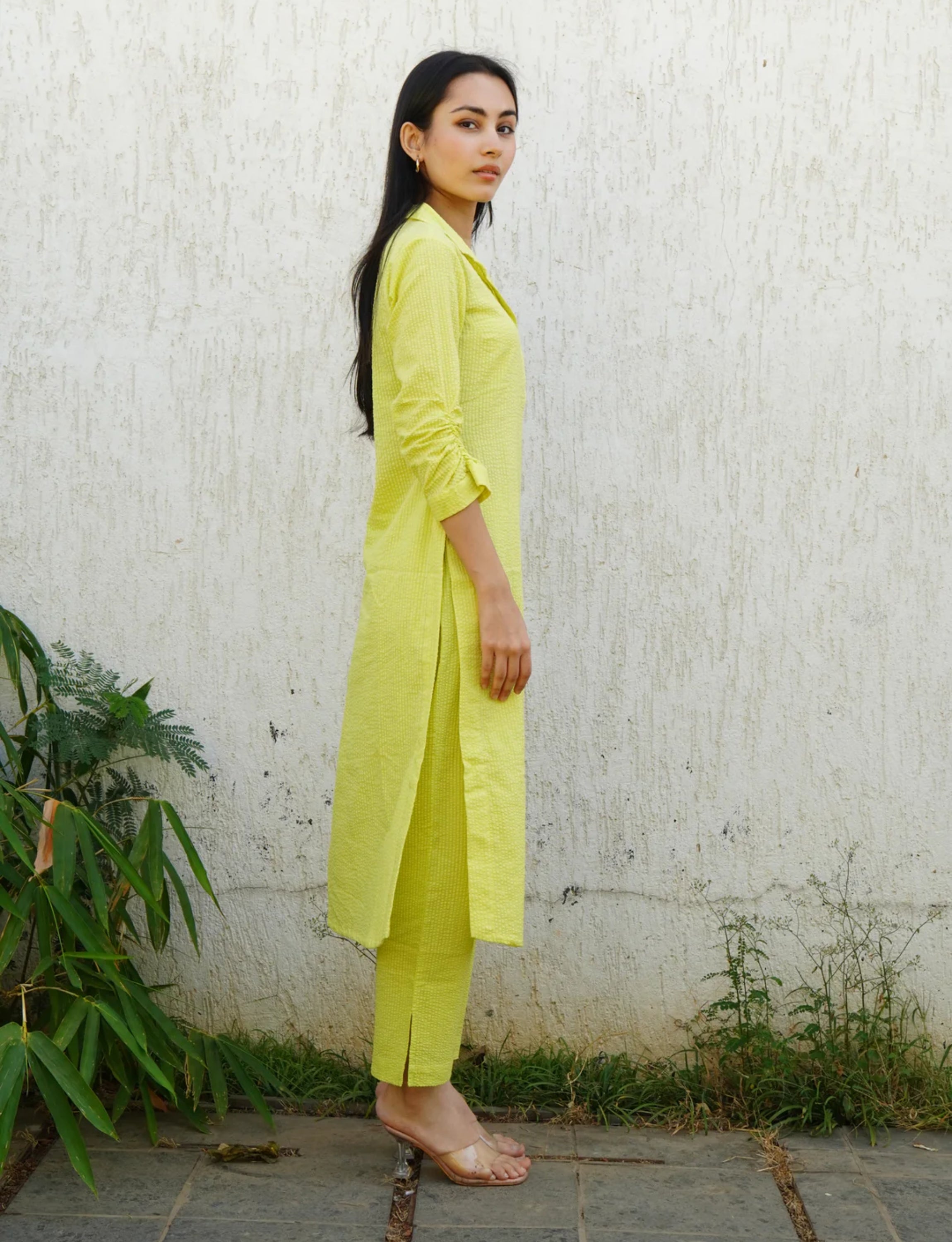 Lime Collared Kurta