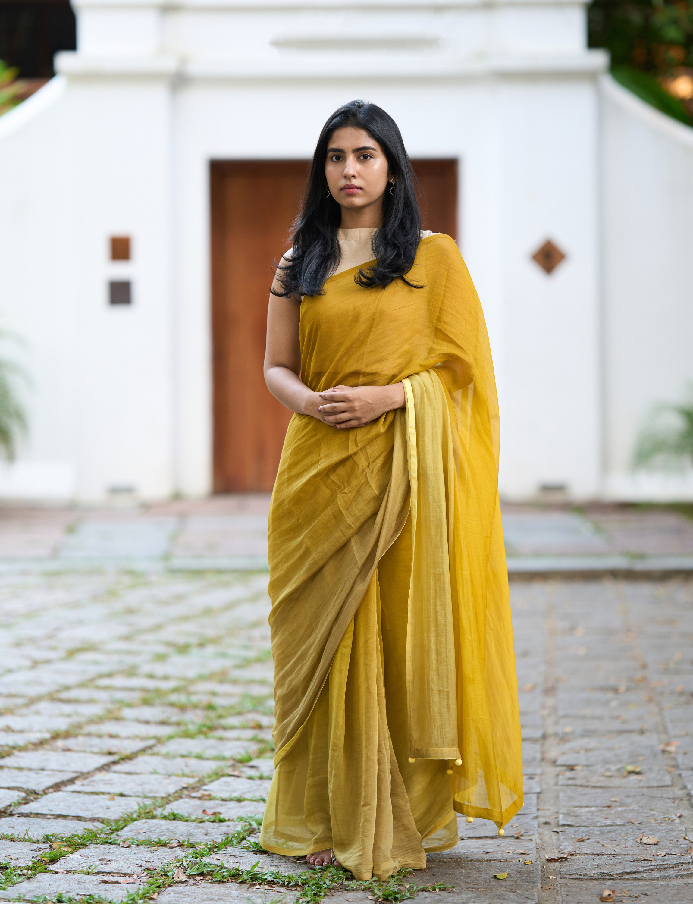 Yellow Chanderi Silk Saree