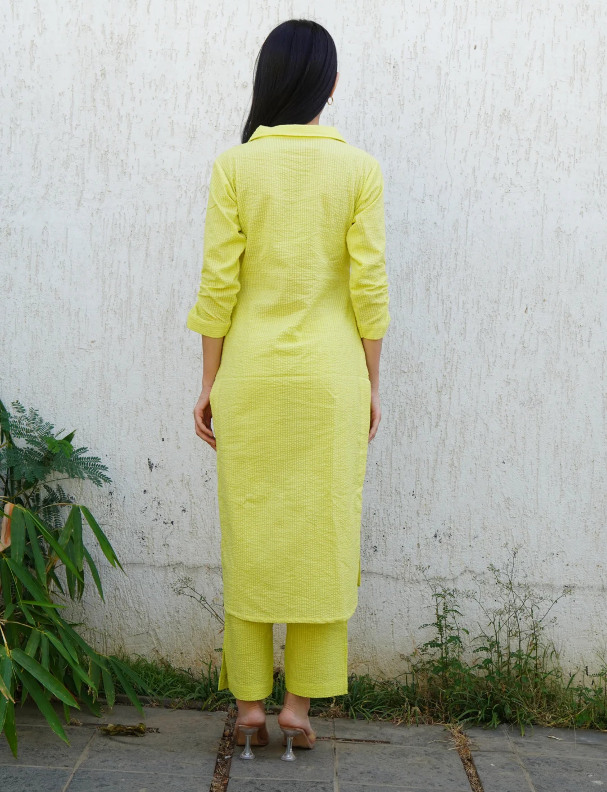 Lime Collared Kurta
