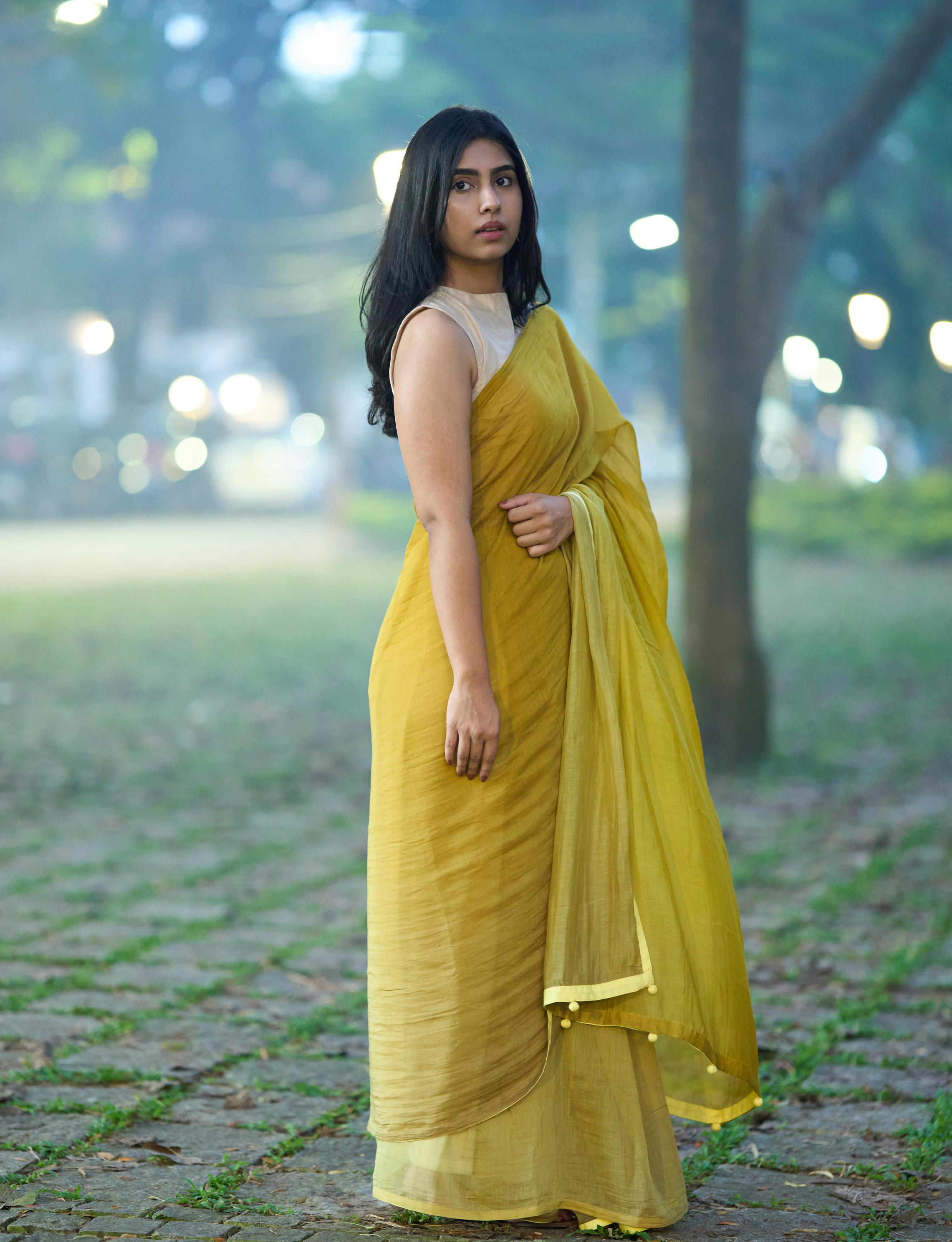 Yellow Chanderi Silk Saree