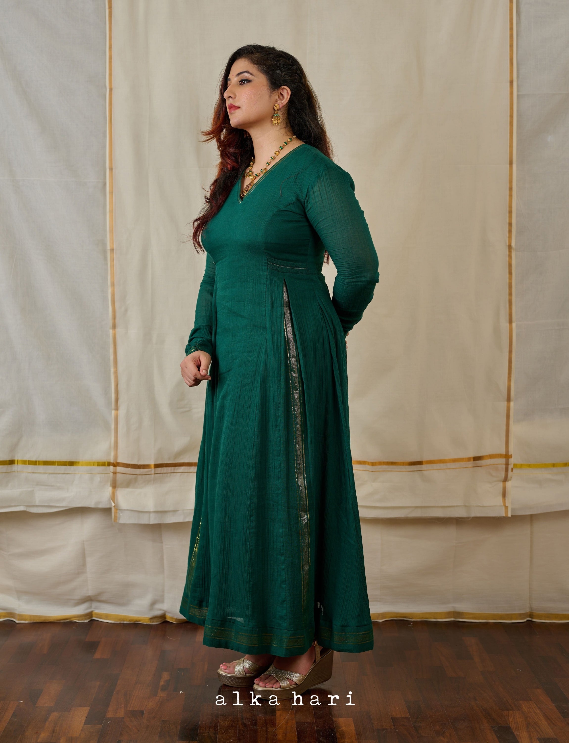 Bottle Green Anarkali