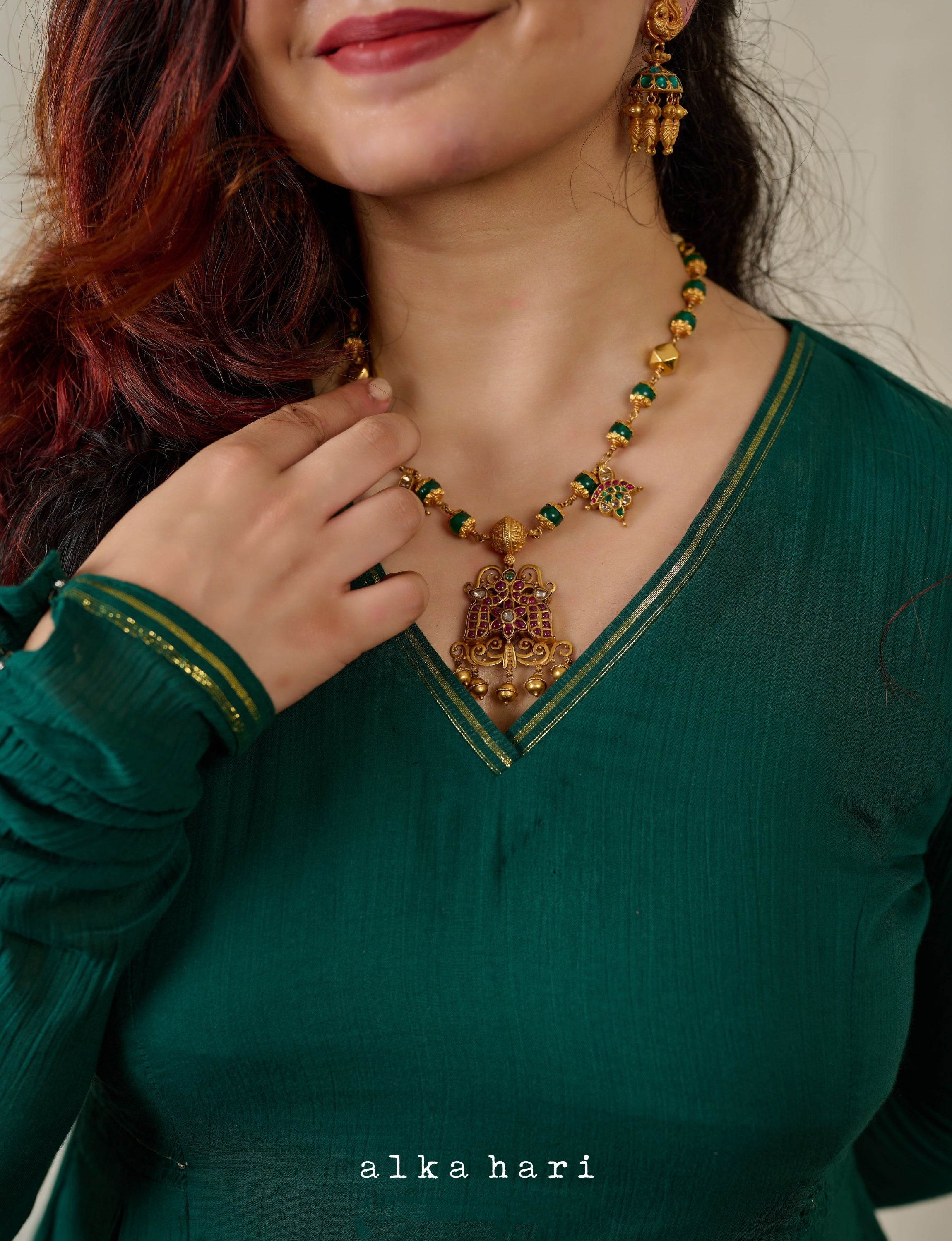 Bottle Green Anarkali