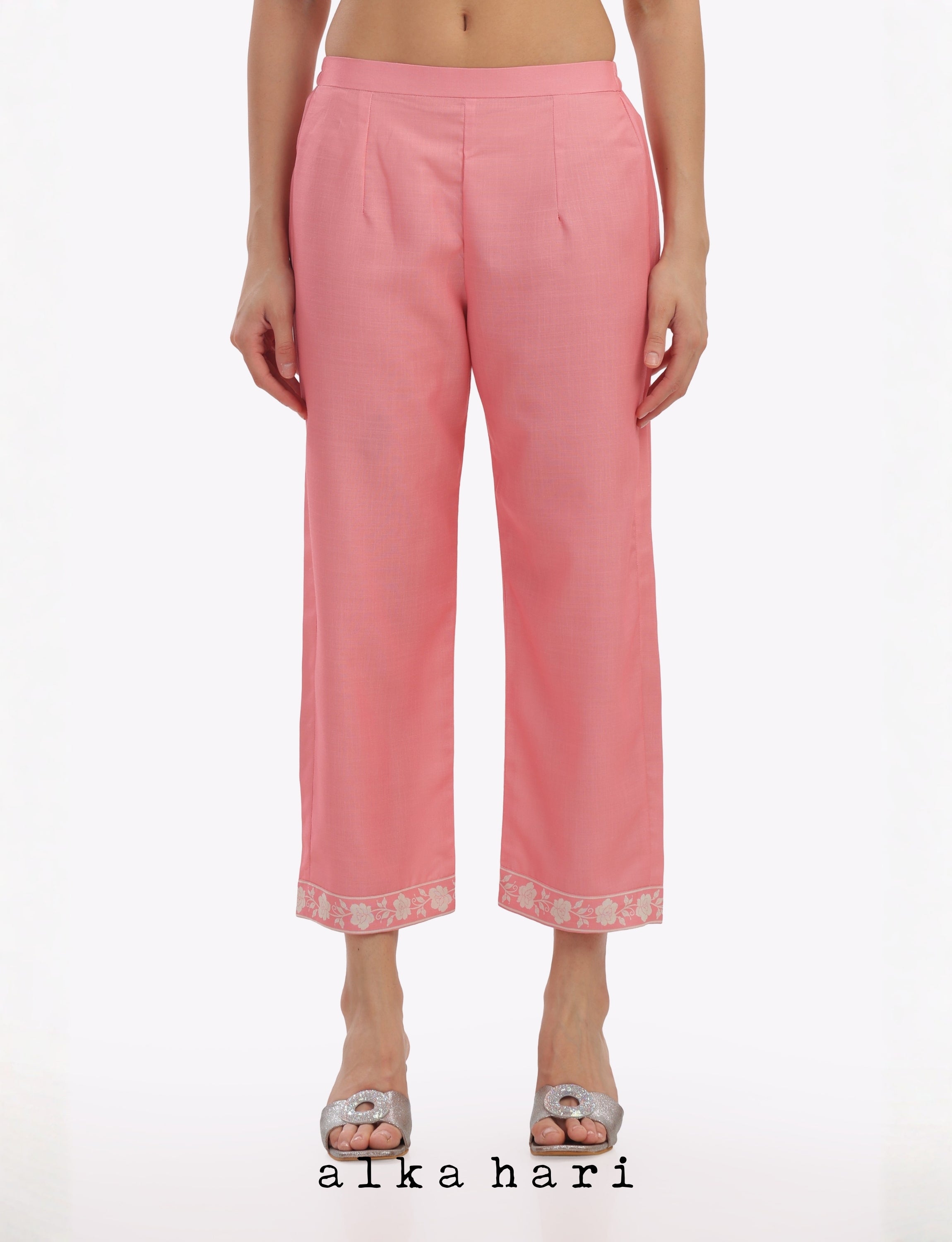 Peach Linen Palazzo Pants
