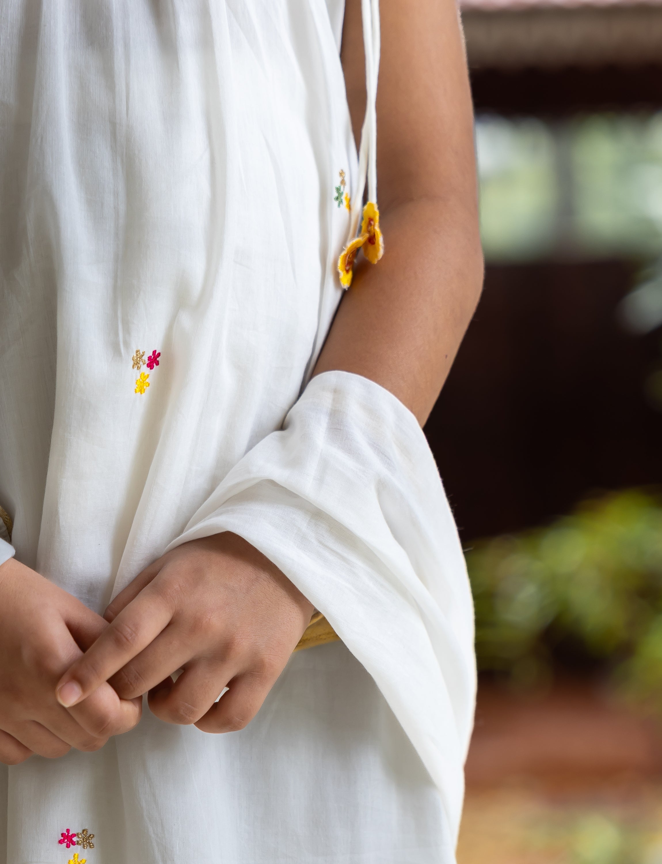 Shoulder-Tie kurta with Ruffled Hem Palazzo