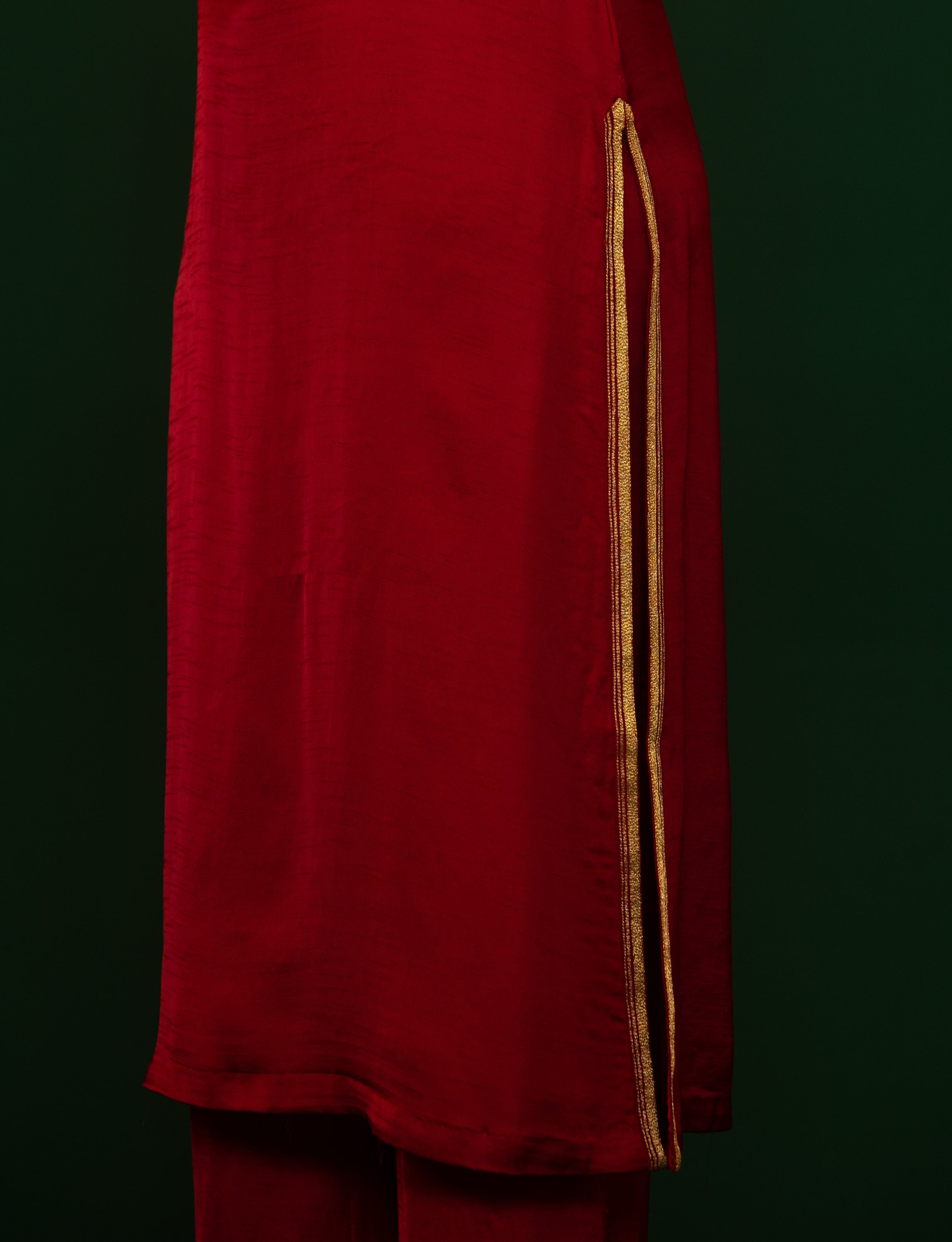 Carmine Red Silk Kurta