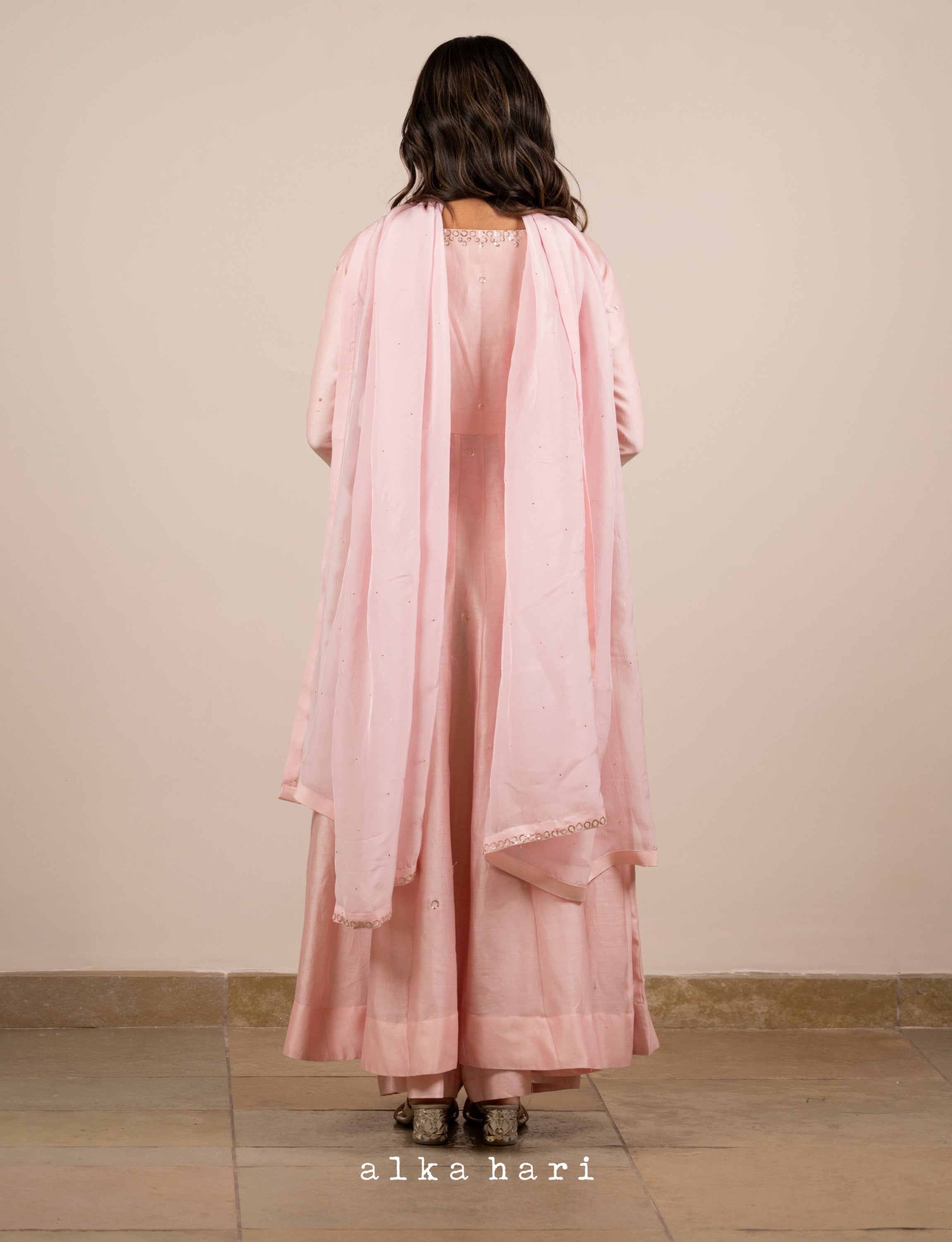 Pink Anarkali with Mukaish Embroidery
