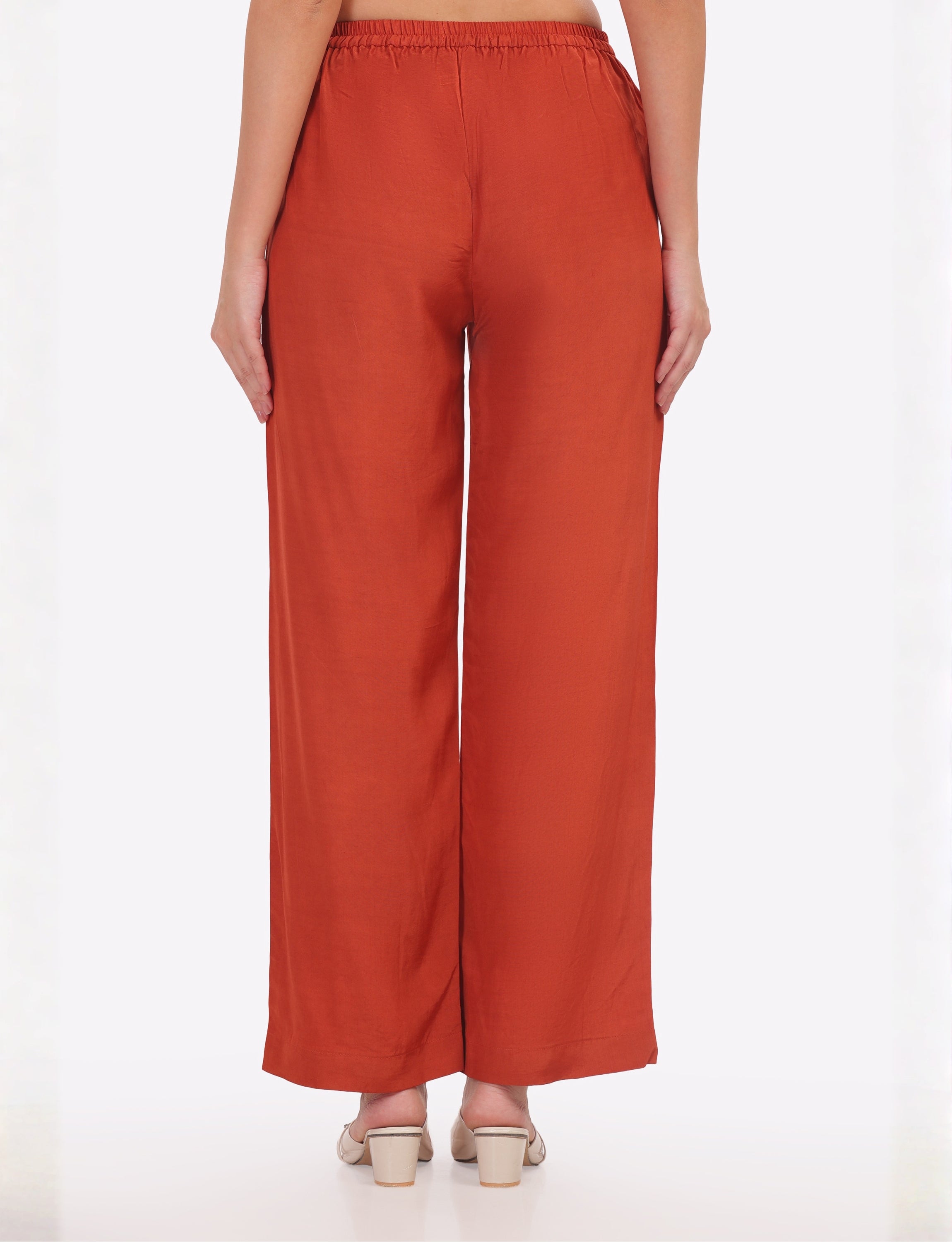 Orange Silk Palazzo Pants