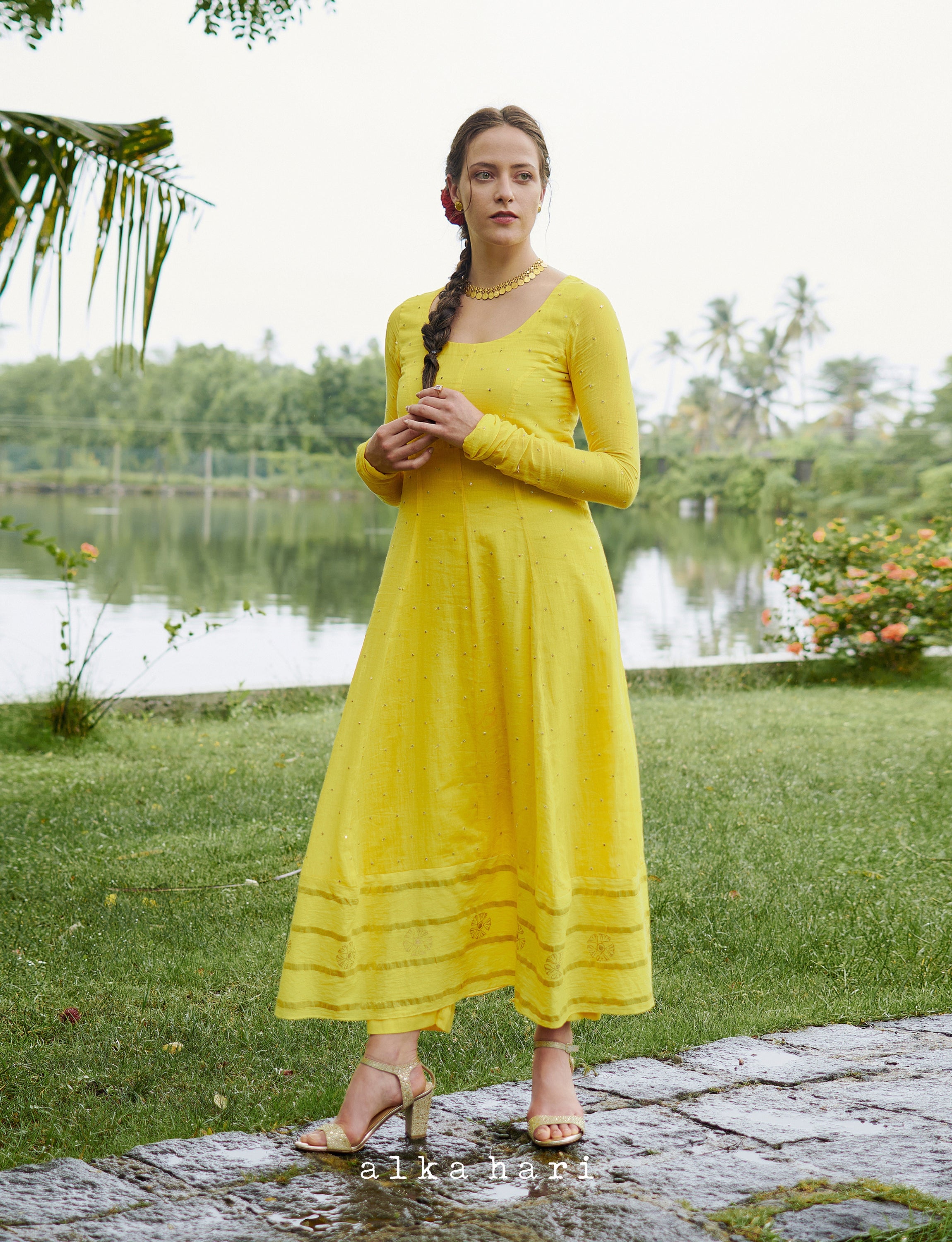 Yellow Sequin Anarkali