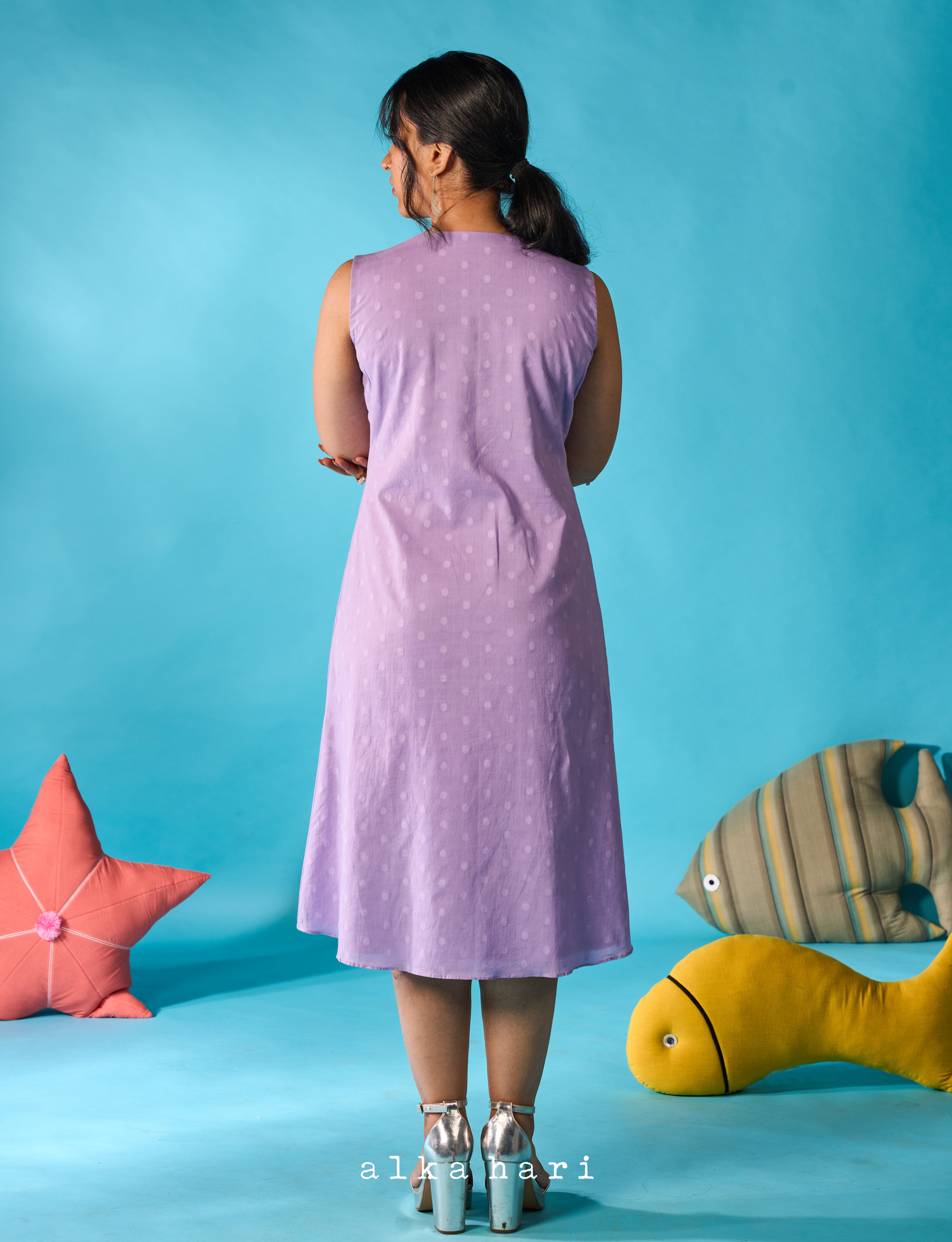 Lavender Dress with Box Pleat