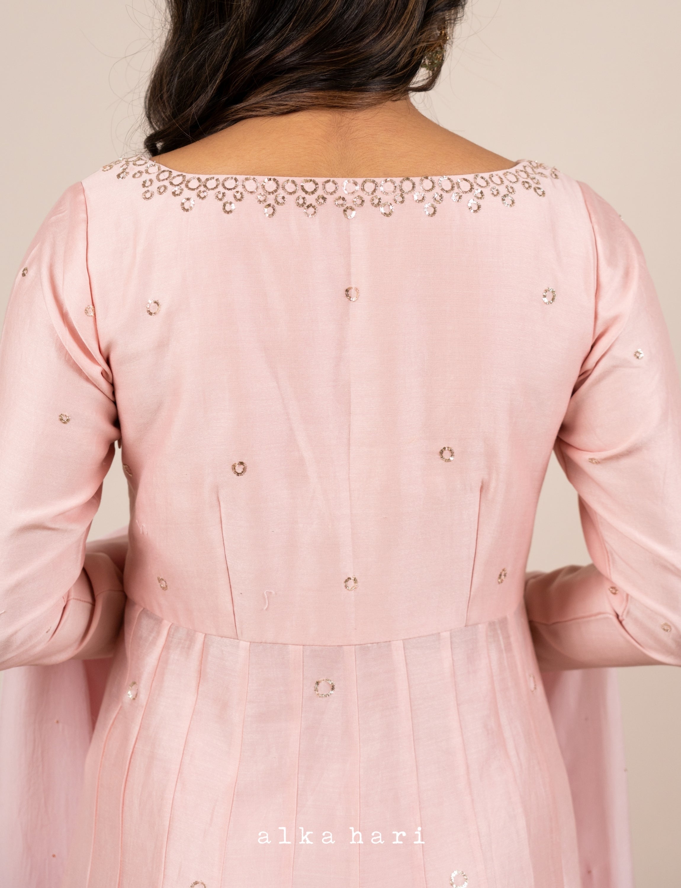 Pink Anarkali with Mukaish Embroidery