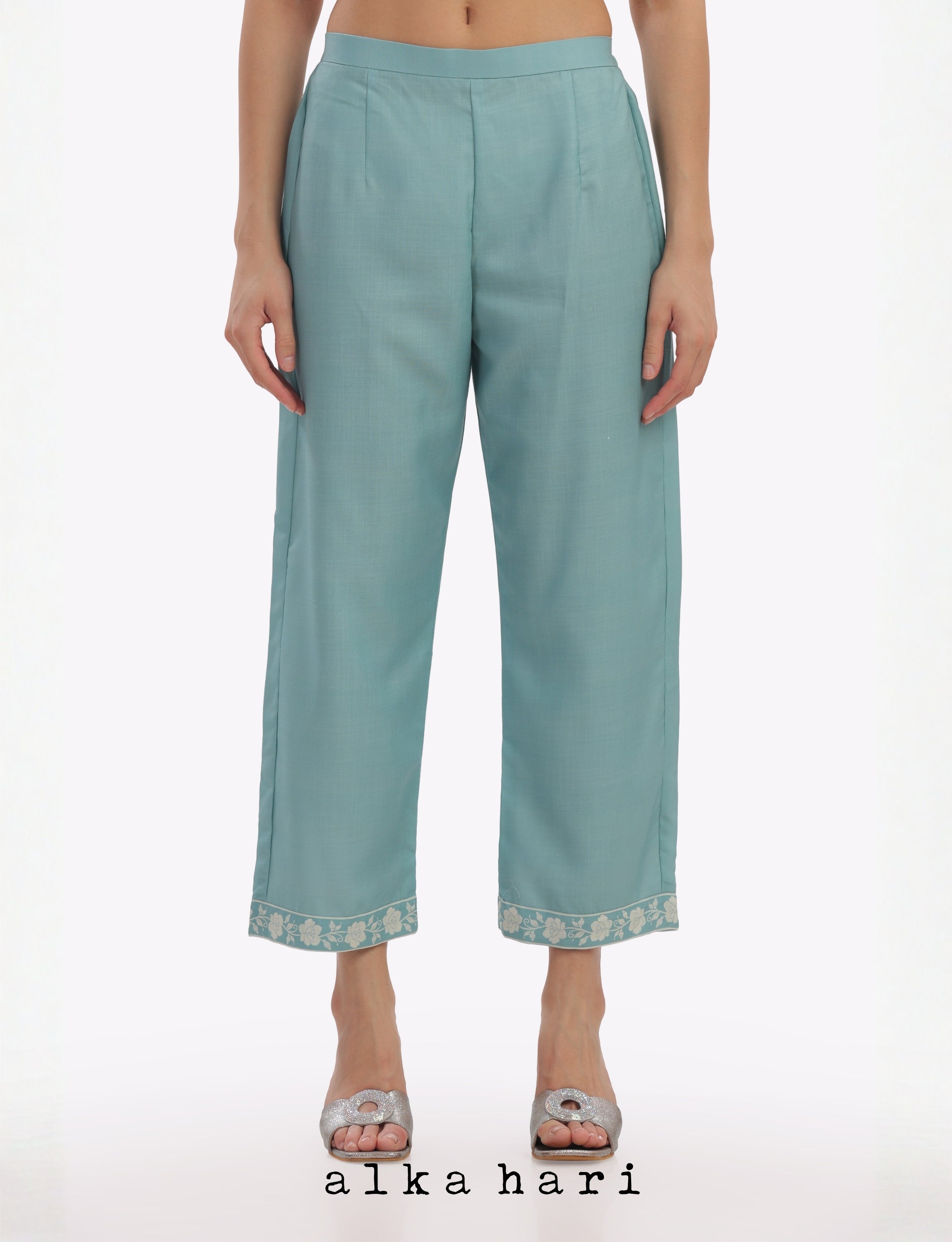 Teal Linen Palazzo Pants