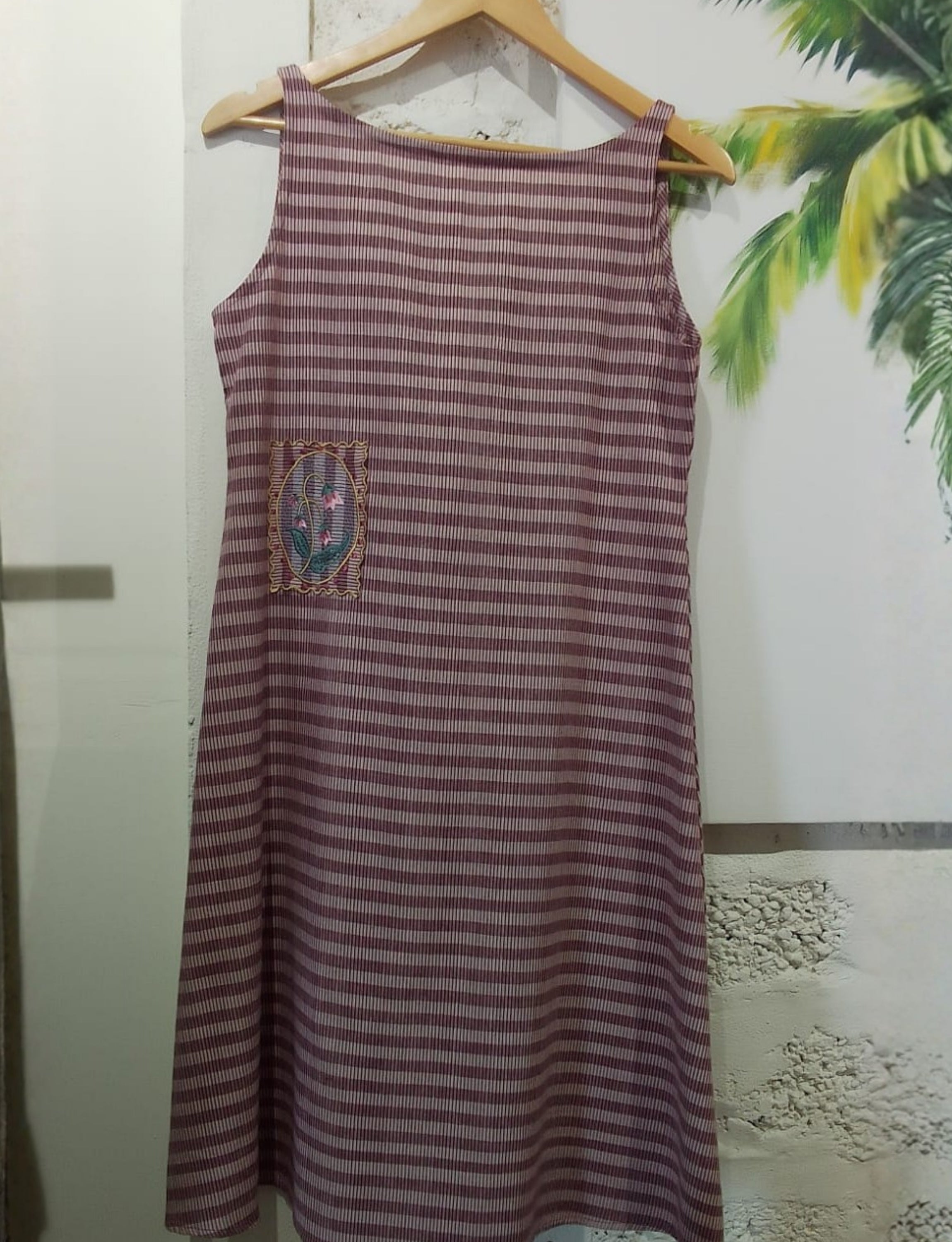 Mauve Embroidered A Line Dress