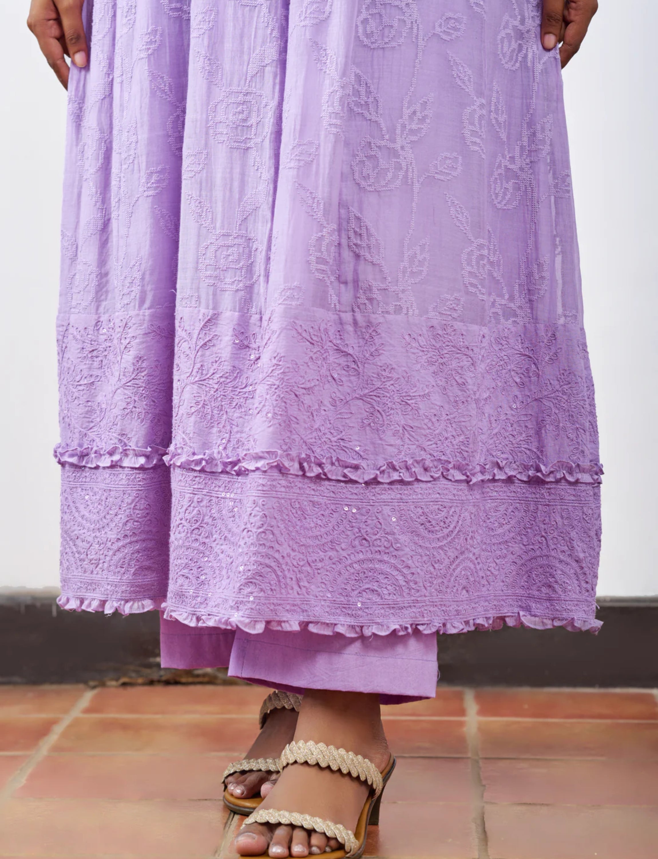 Lavender Textured Anarkali